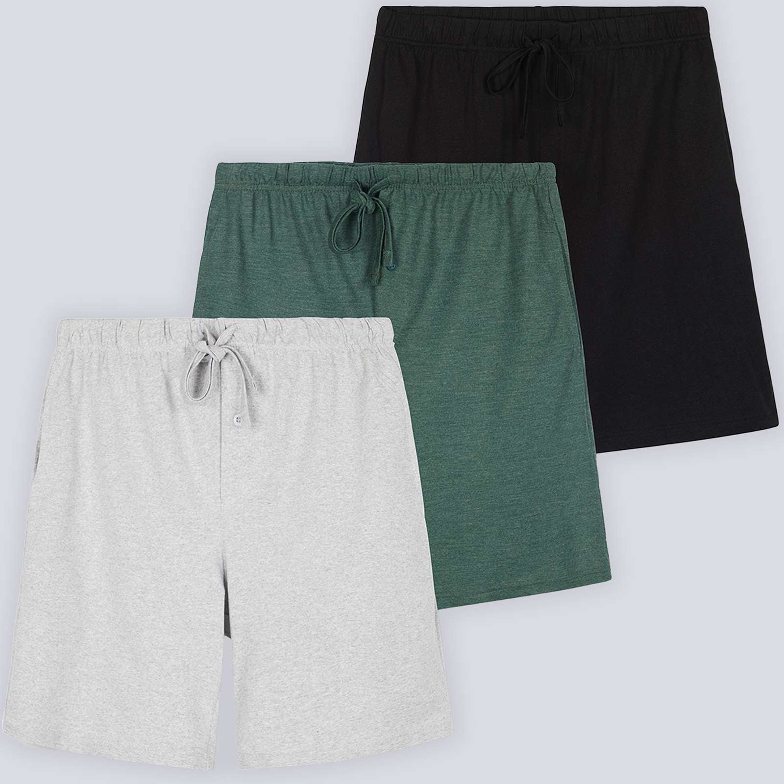 3 Pack:Mens Cotton Sleep Pajama Lounge Shorts