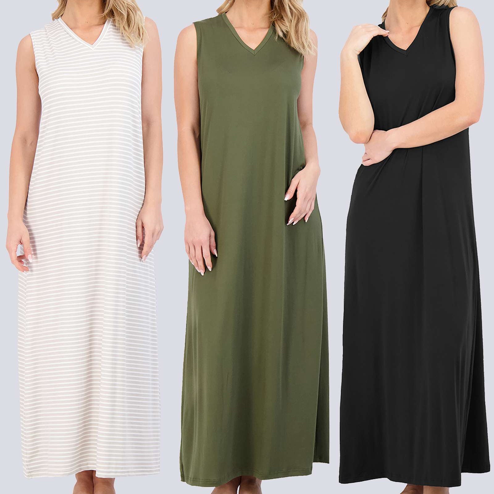 3 Pack: Women's Soft Tank Nightgown (Available in Plus Size)