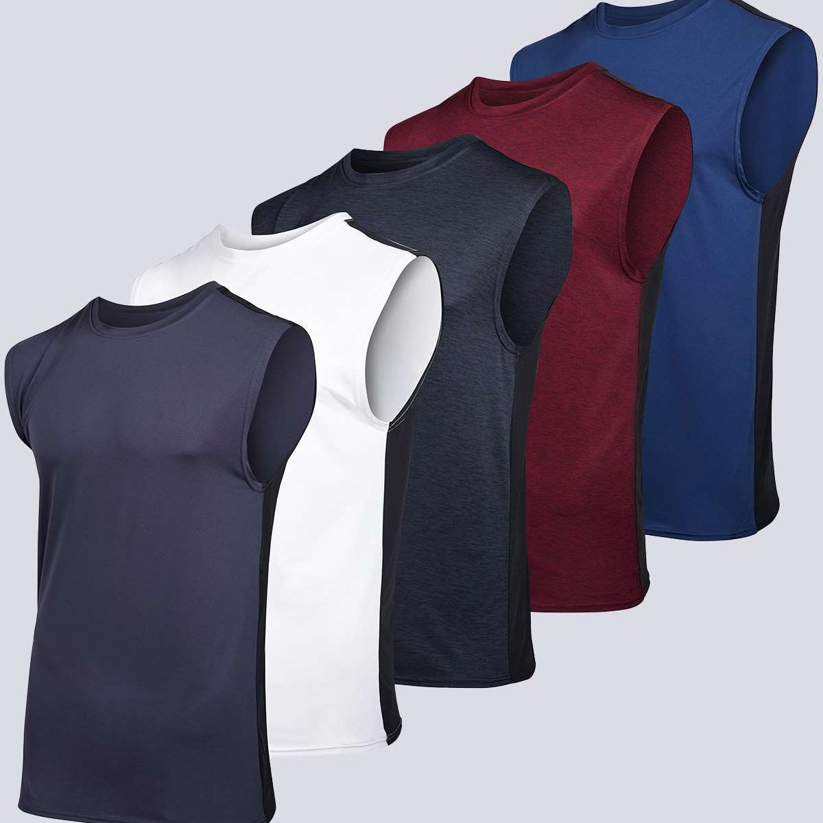 5 Pack: Mens Dry-Fit Active Tech Tank Top
