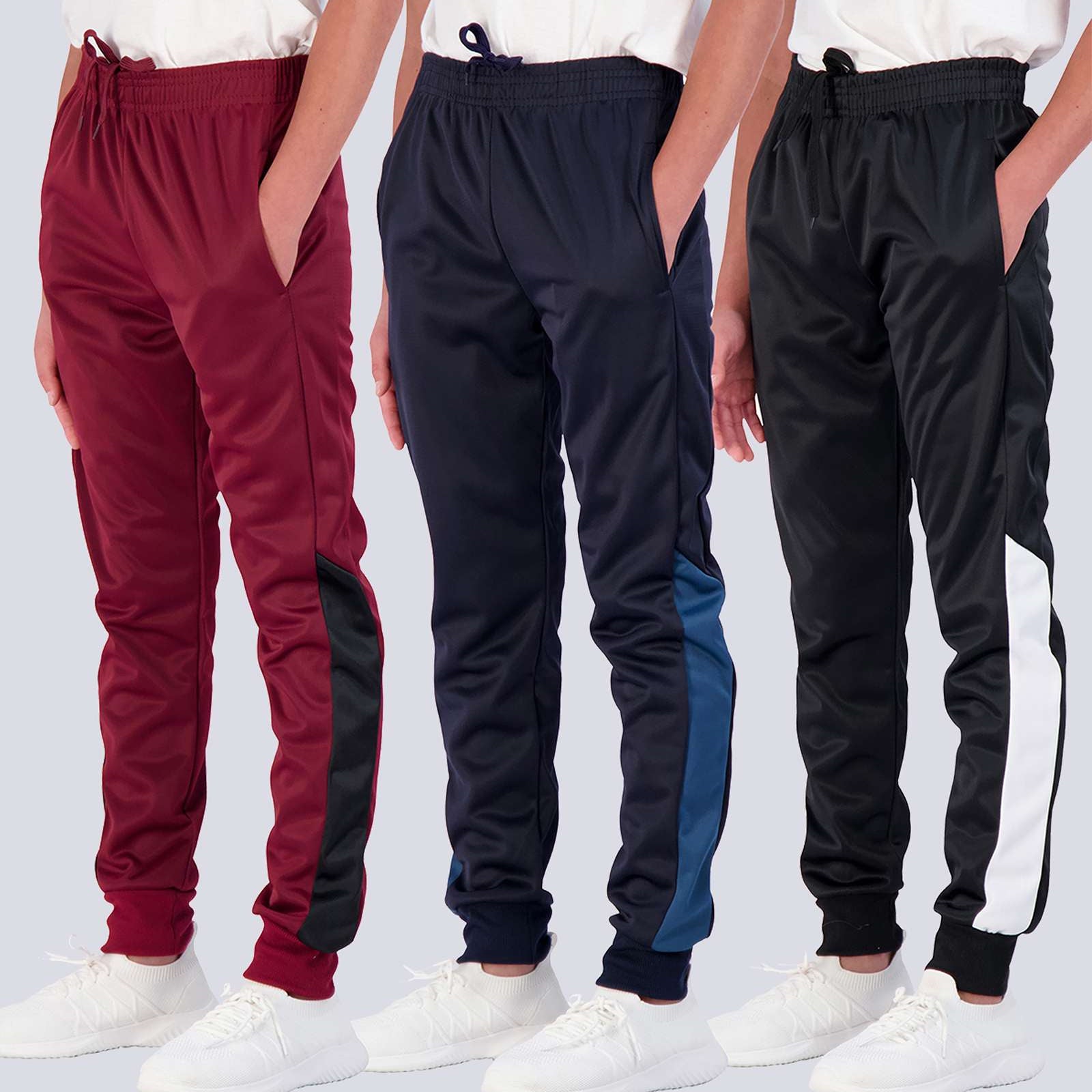 3 Pack: Boys Active Fleece-Lined Tricot Jogger Sweatpants
