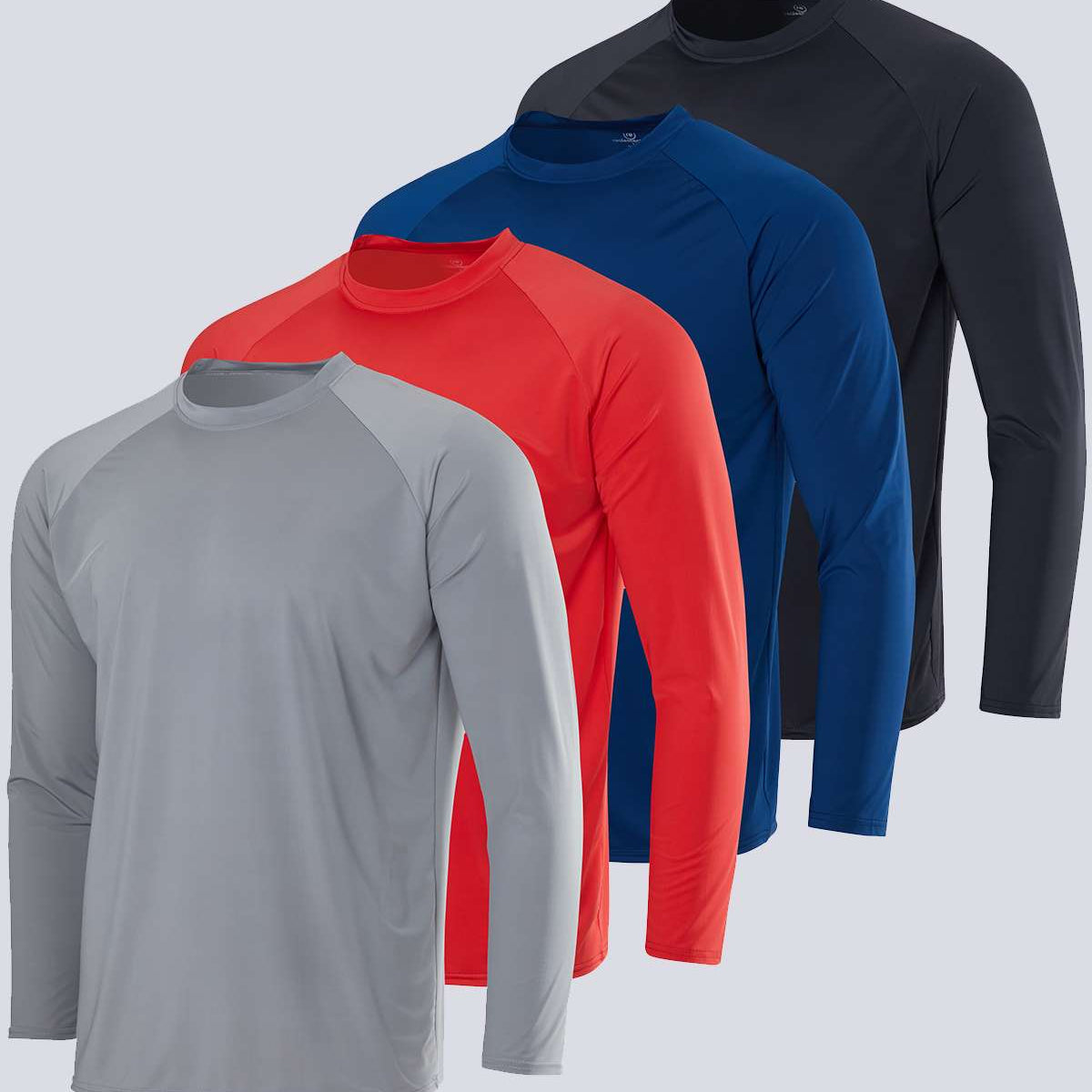 4 Pack: Men's Long Sleeve Rash Guard Shirt (Available In Big & Tall)
