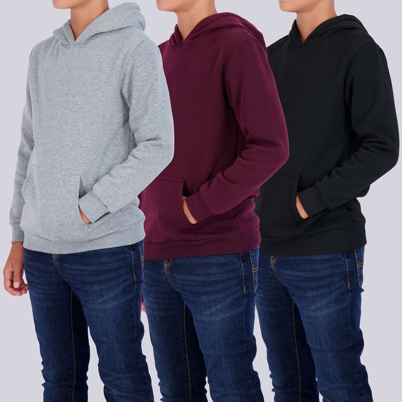 3 Pack: Boys Fleece Pullover Hoodie Sweatshirt