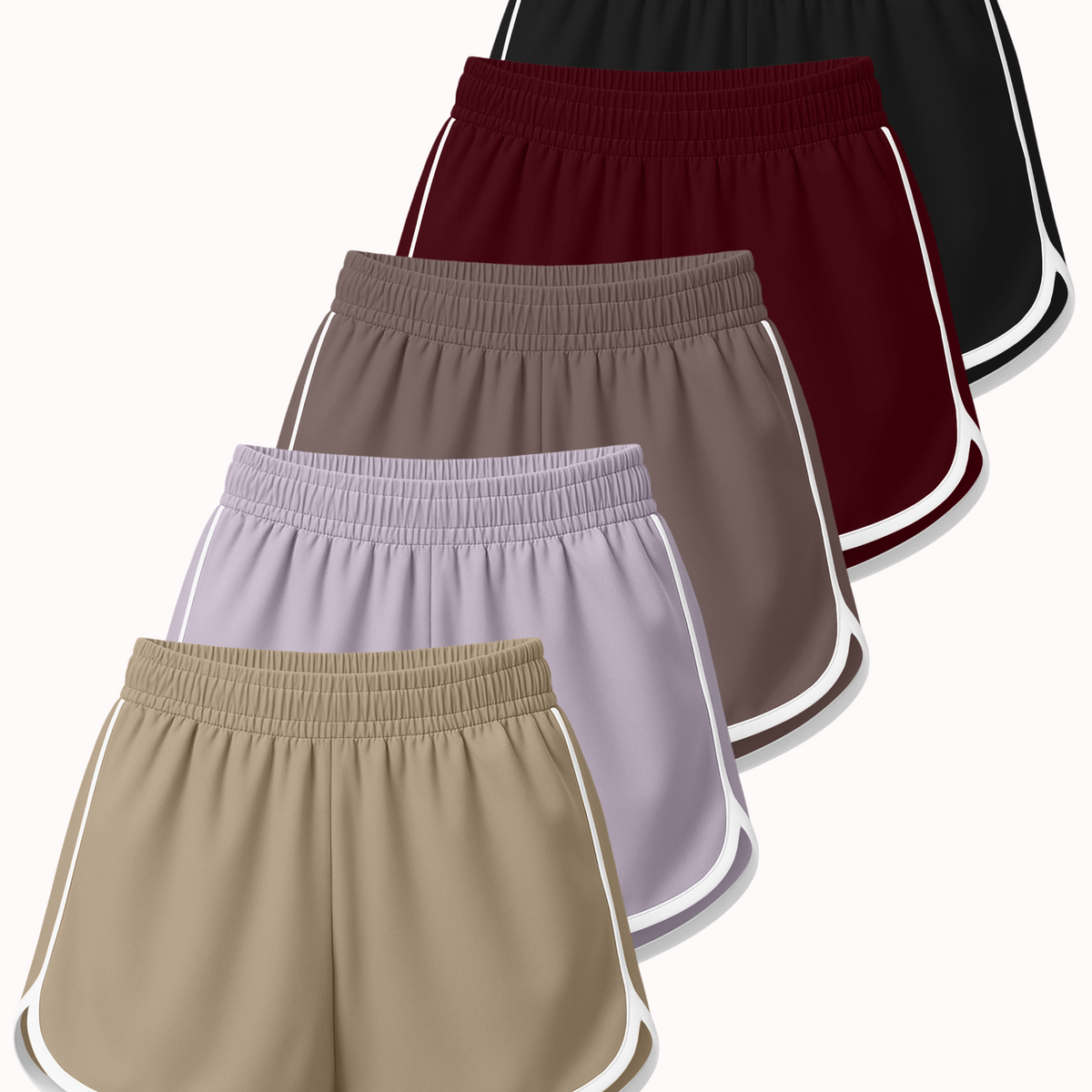 Real Essentials 5 Pack Women's Dry Fit Dolphin Shorts Athletic Running Workout Gym Hiking - Set 6