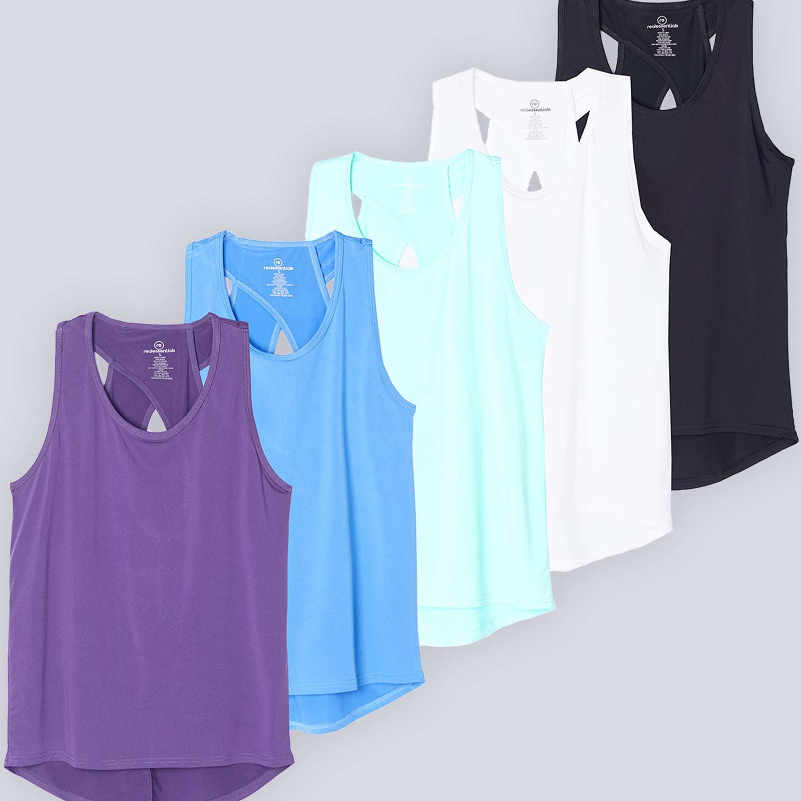5 Pack: Women's Crossback Workout Tank Top