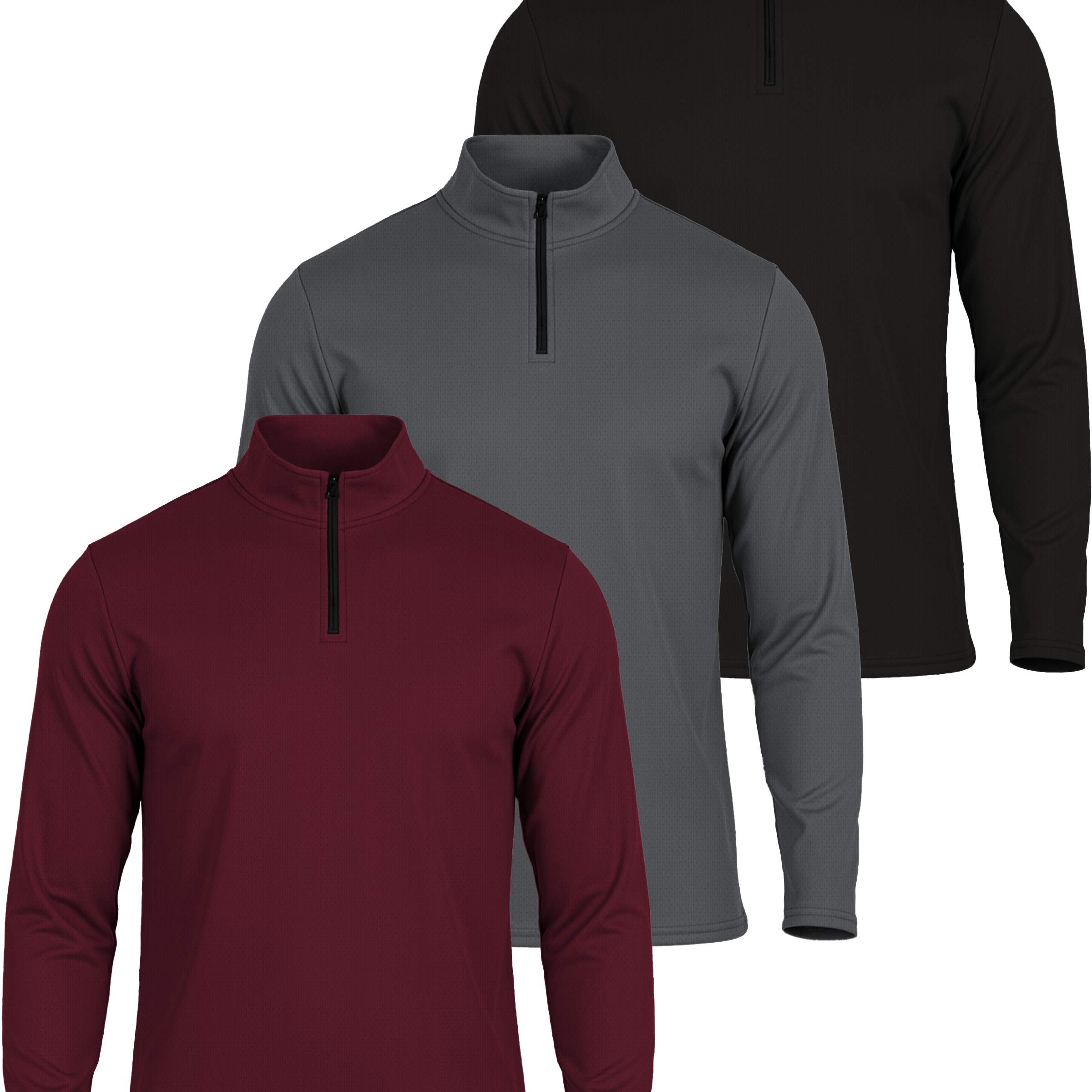3 Pack: Mens Mesh Active Quarter Zip Pullover