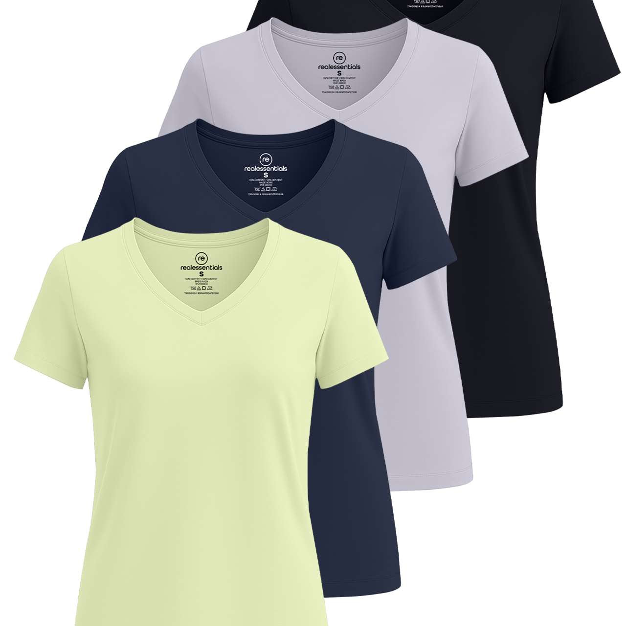 4 Pack: Women's Short-Sleeve V-Neck T-Shirt (Available in Plus Size)