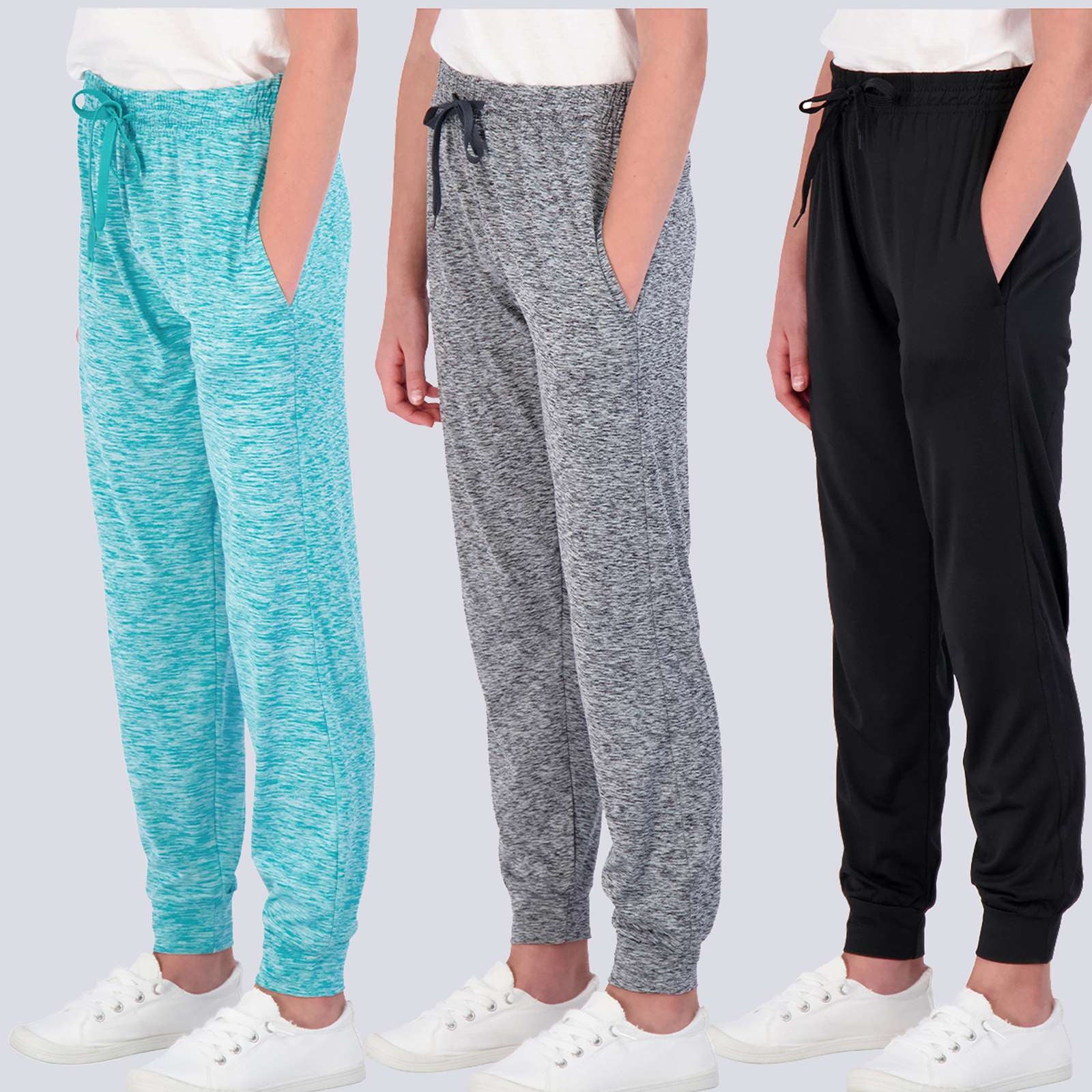 3 Pack: Girls Dry-Fit Active Jogger Sweatpants