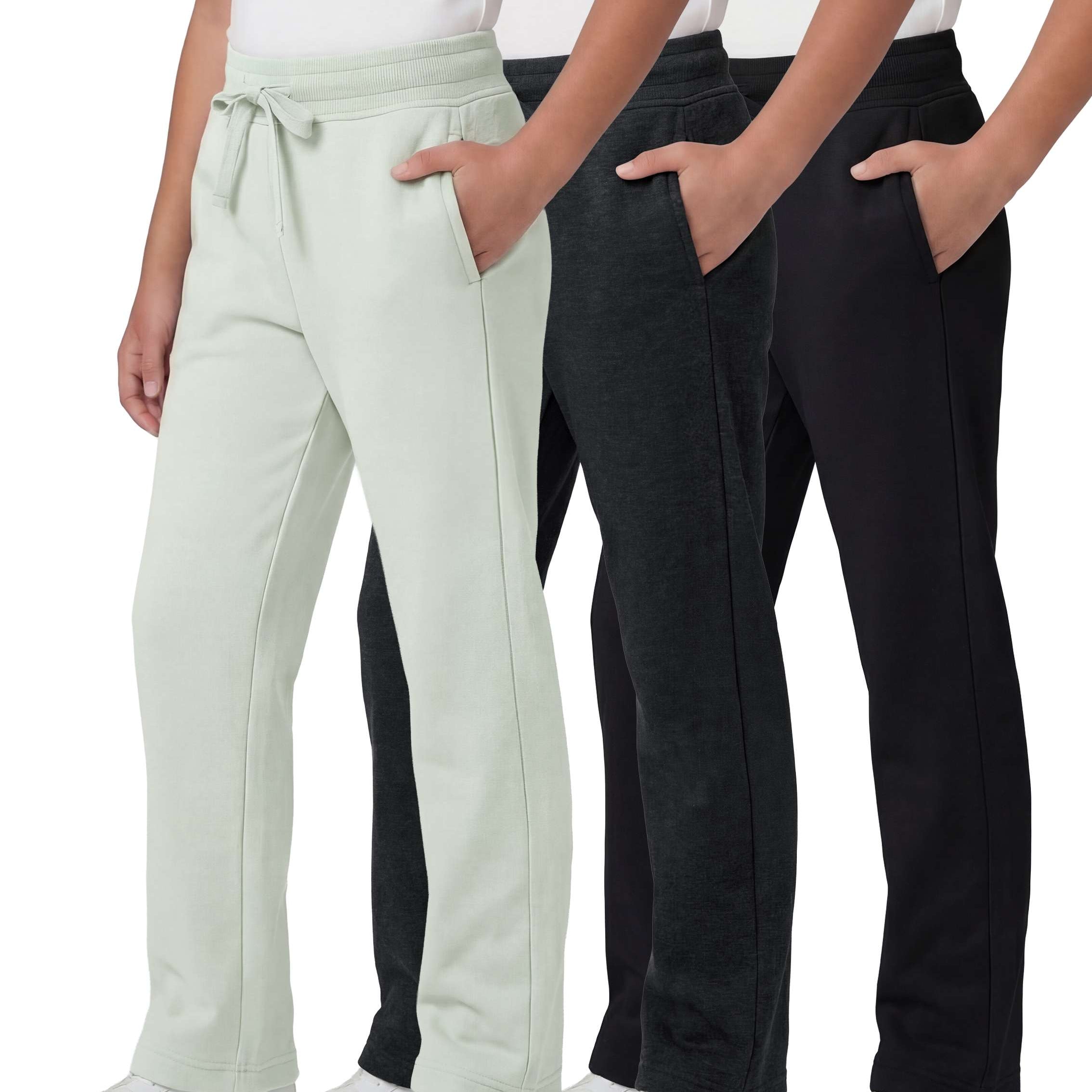 3 Pack: Girls Fleece Open Bottom Sweatpants