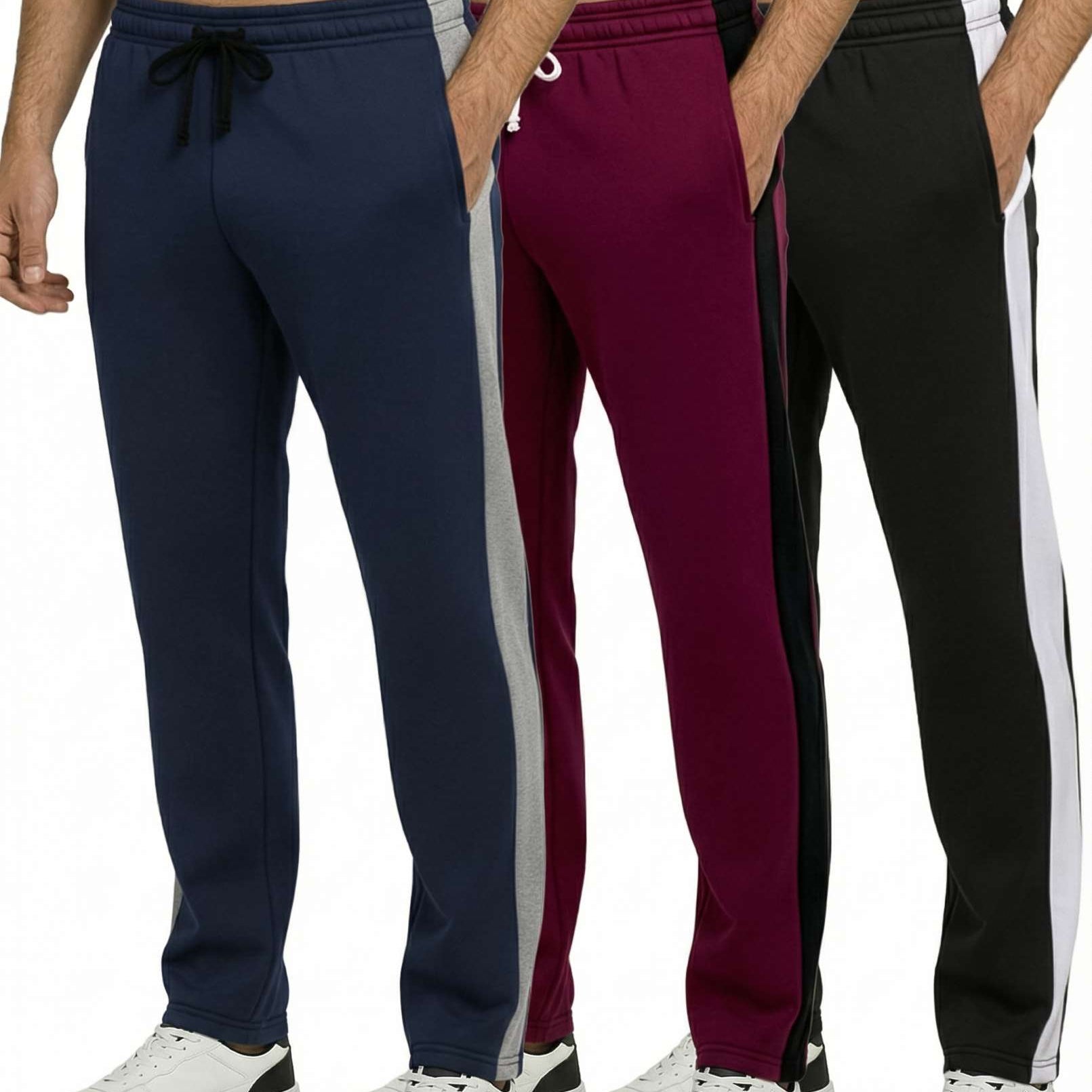 3 Pack: Mens Fleece Open Bottom Sweatpants