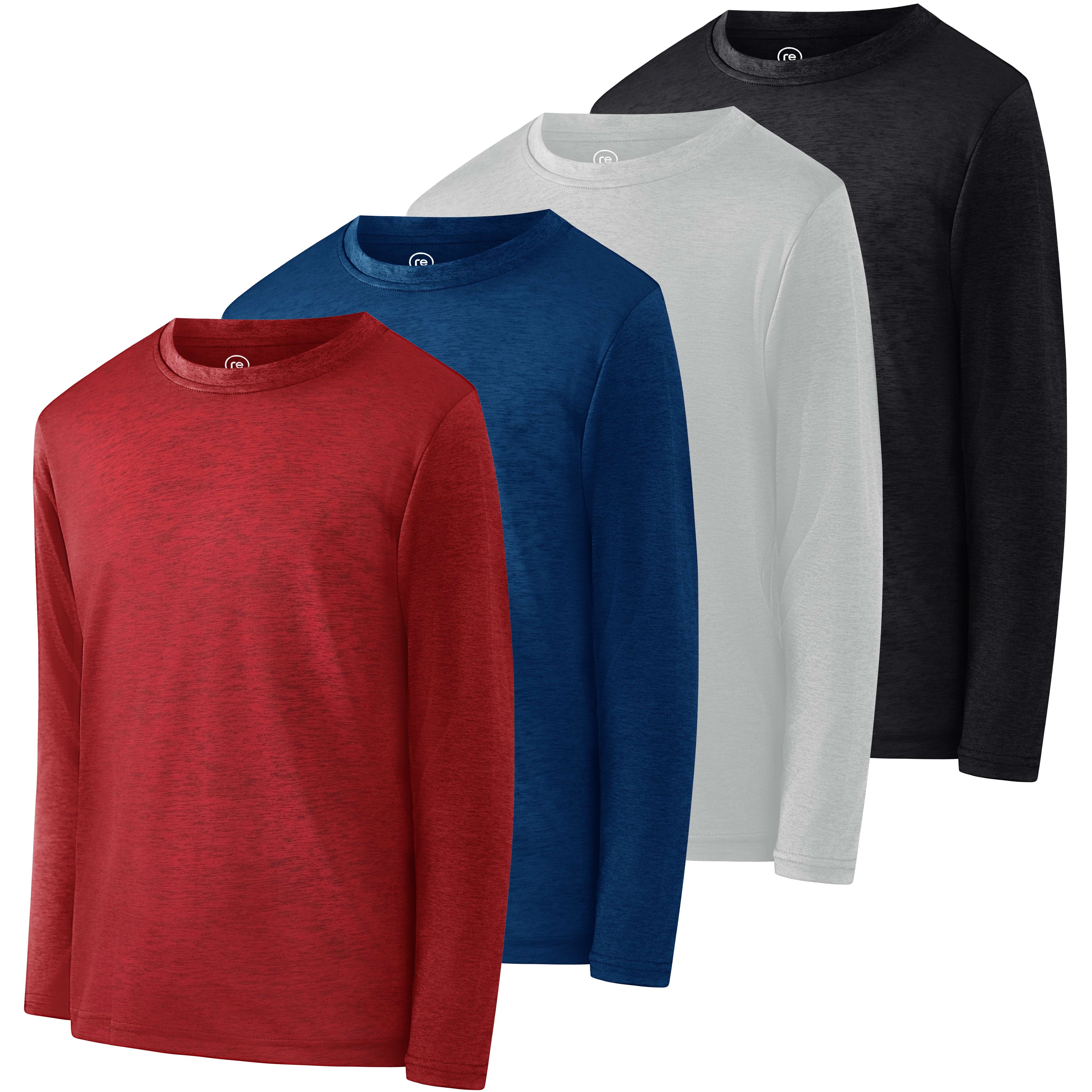 4 Pack: Boys Dry-Fit Active Long-Sleeve T-Shirt