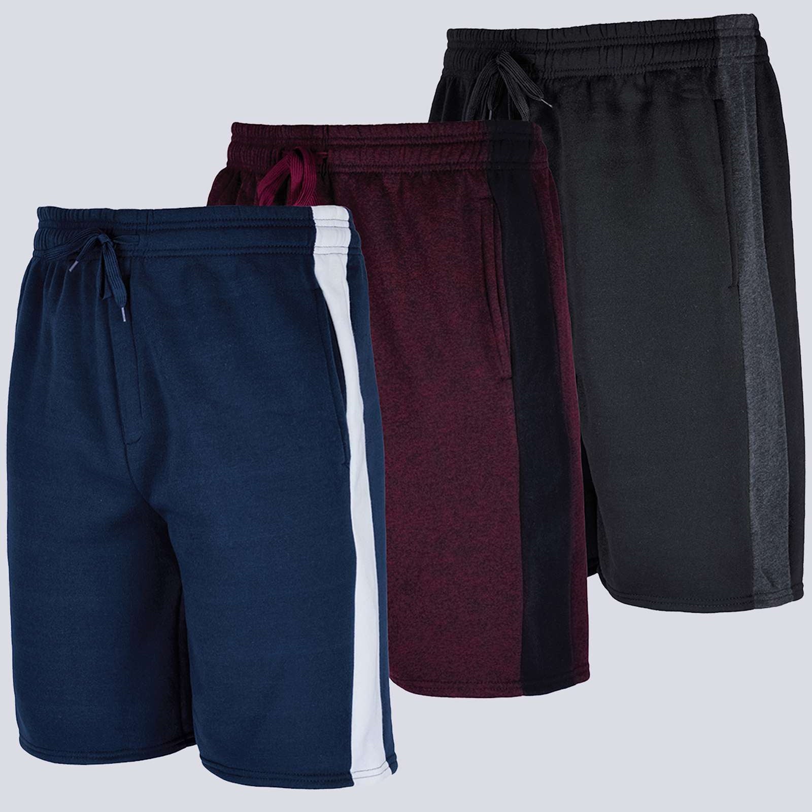 3 Pack: Mens 9" Fleece Casual Lounge Shorts