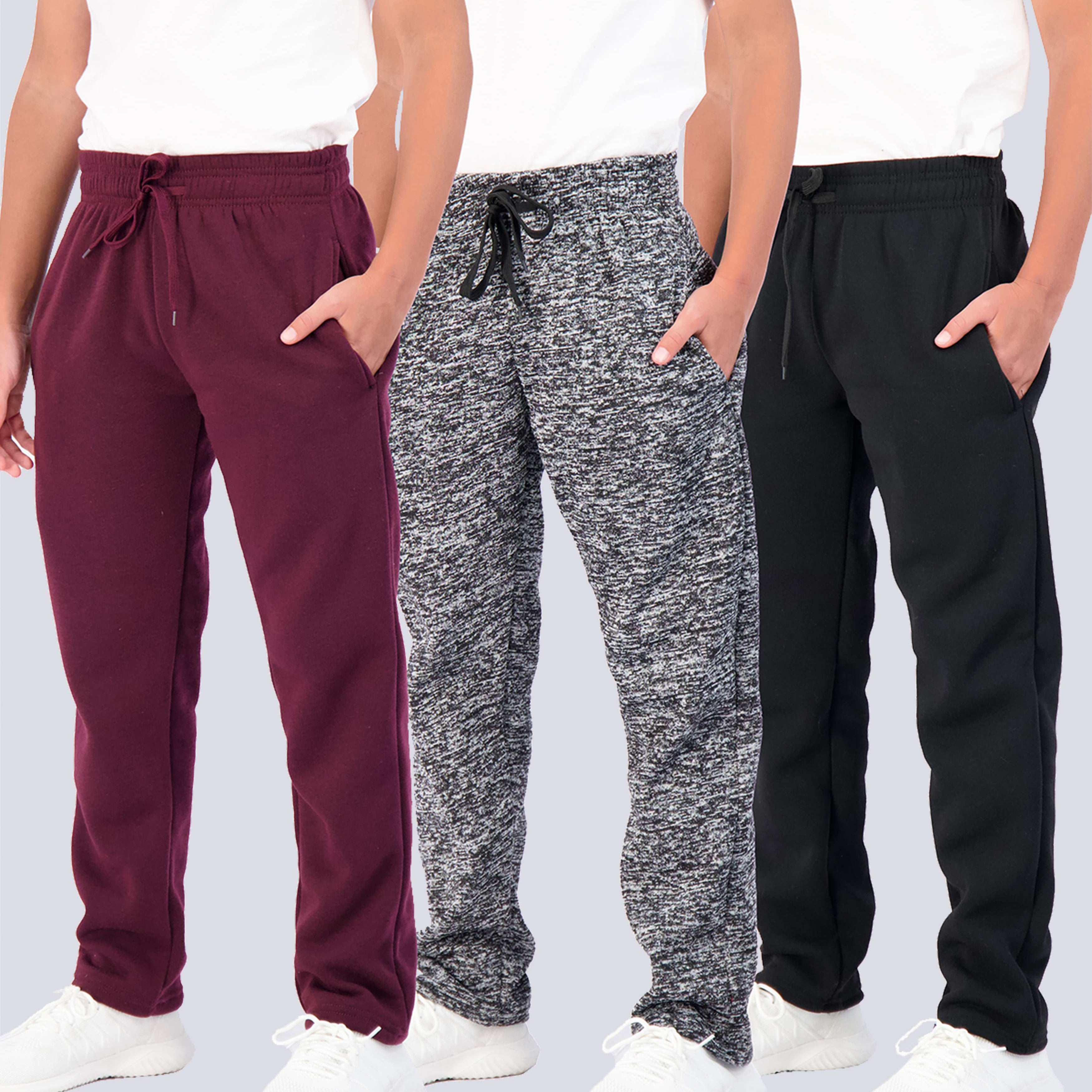 3 Pack: Boys Fleece Open Bottom Sweatpants