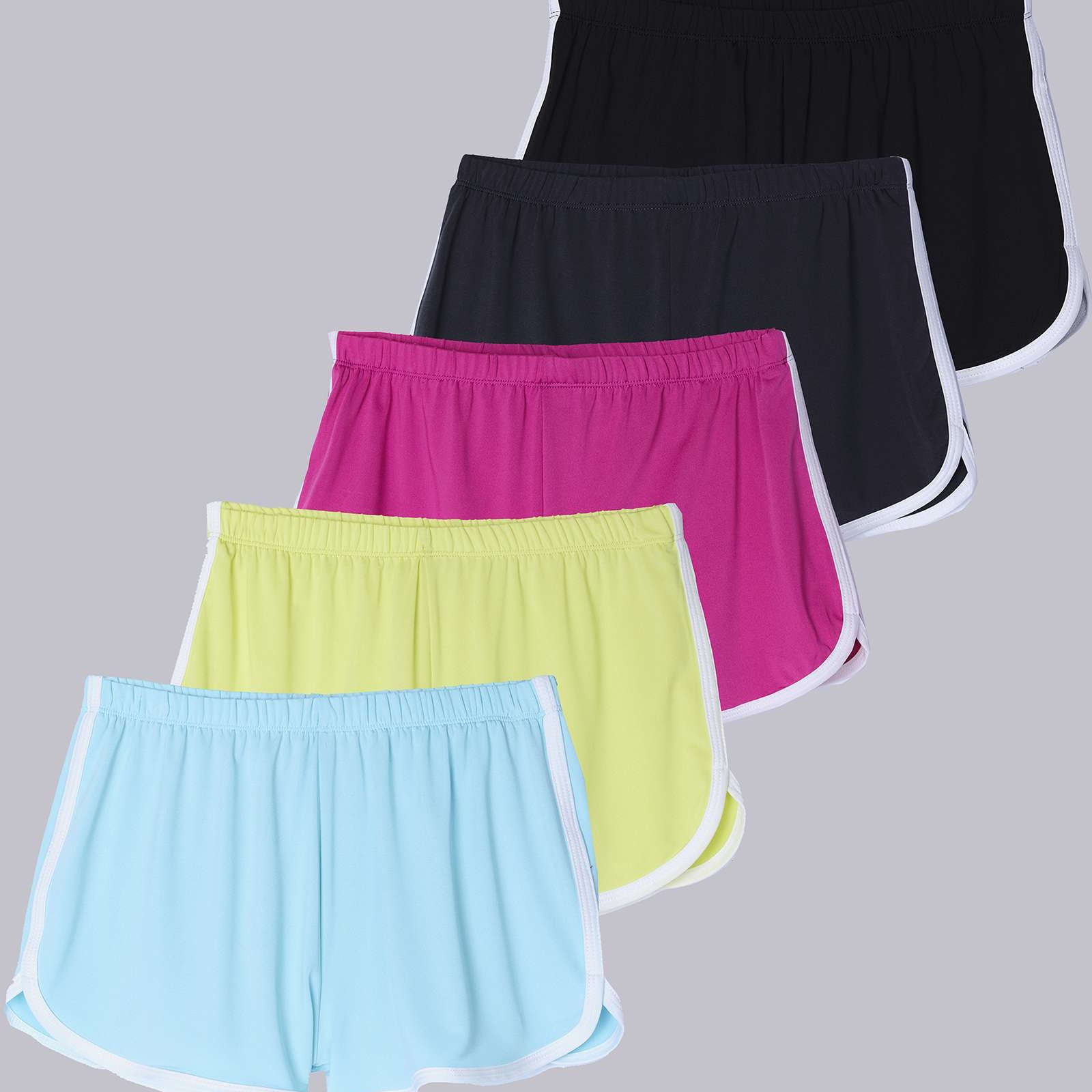 5 Pack: Girls' Dry-Fit Dolphin Shorts