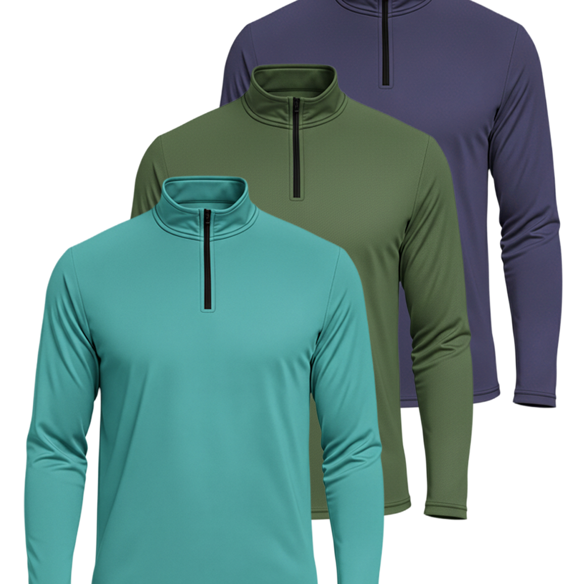 3 Pack: Mens Active Dry-Fit Quarter Zip Pullover