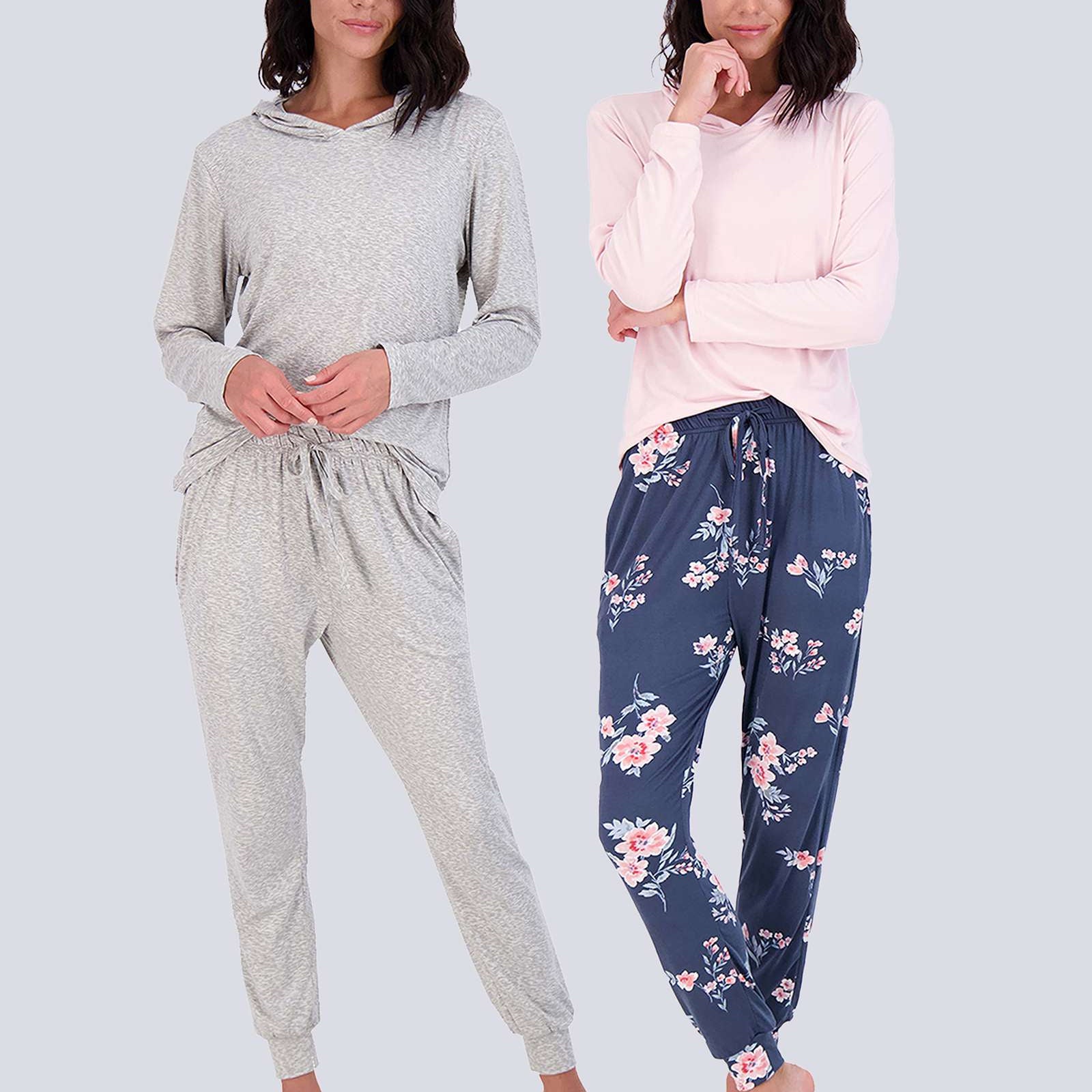4 Piece: Womens Long Sleeve Henley & Jogger Lounge Pajama Set