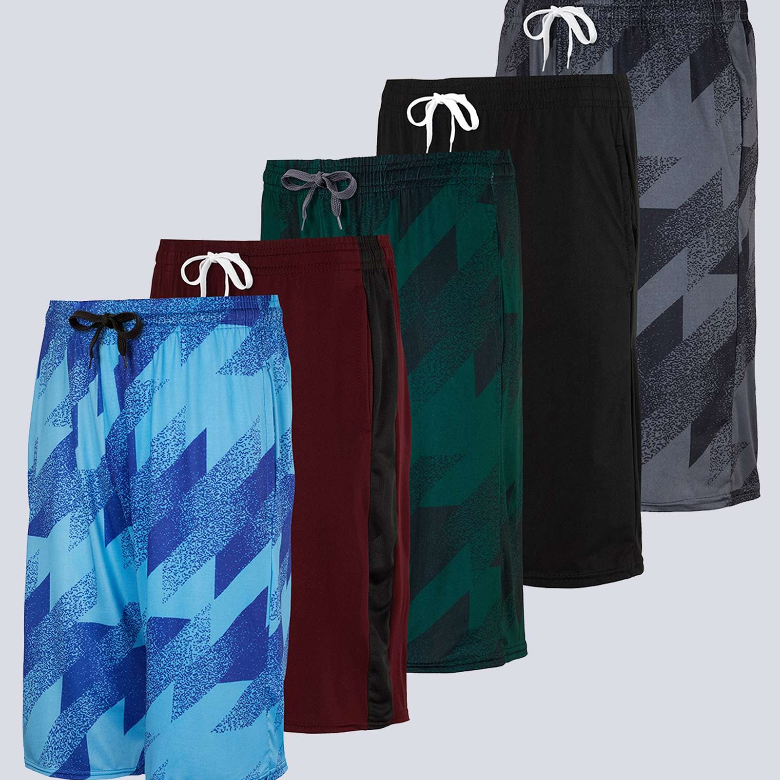 5 Pack: Boys Printed Dry Fit Active Shorts