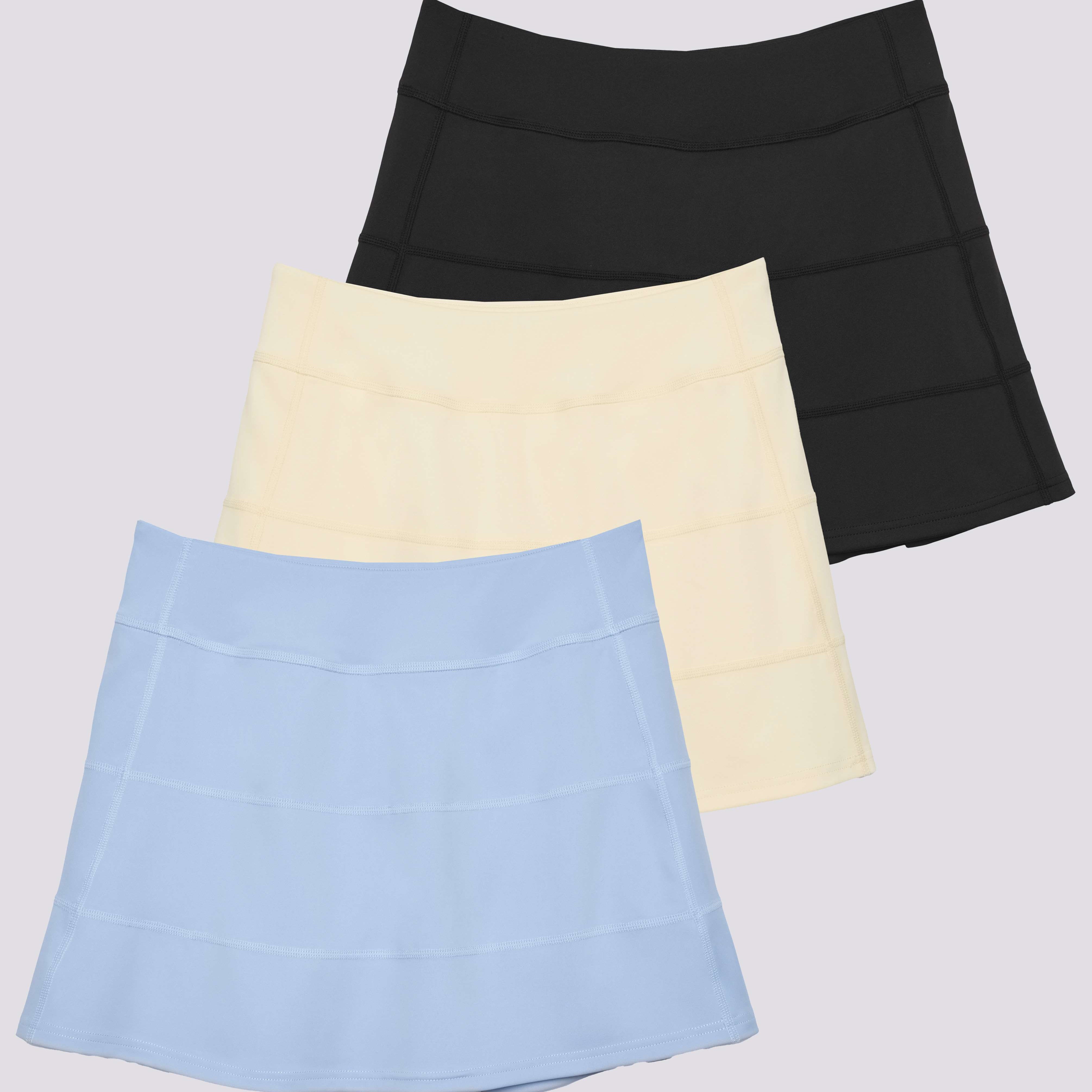3 Pack: Women's 14" Pleated Tennis Skorts with Pockets