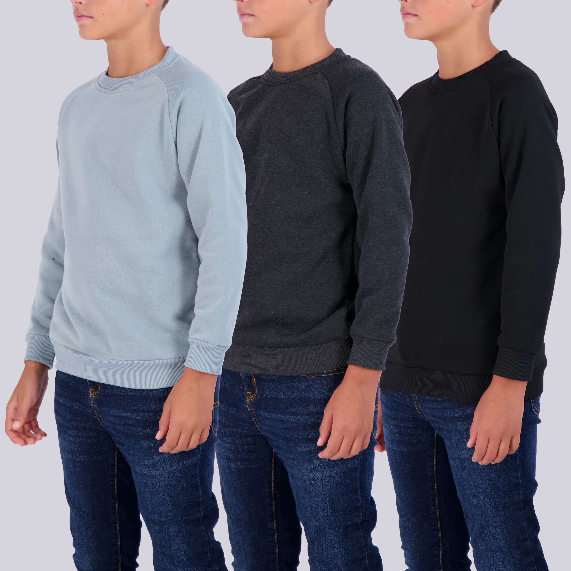 3 Pack: Boys Fleece Crew-Neck Pullover Sweatshirt