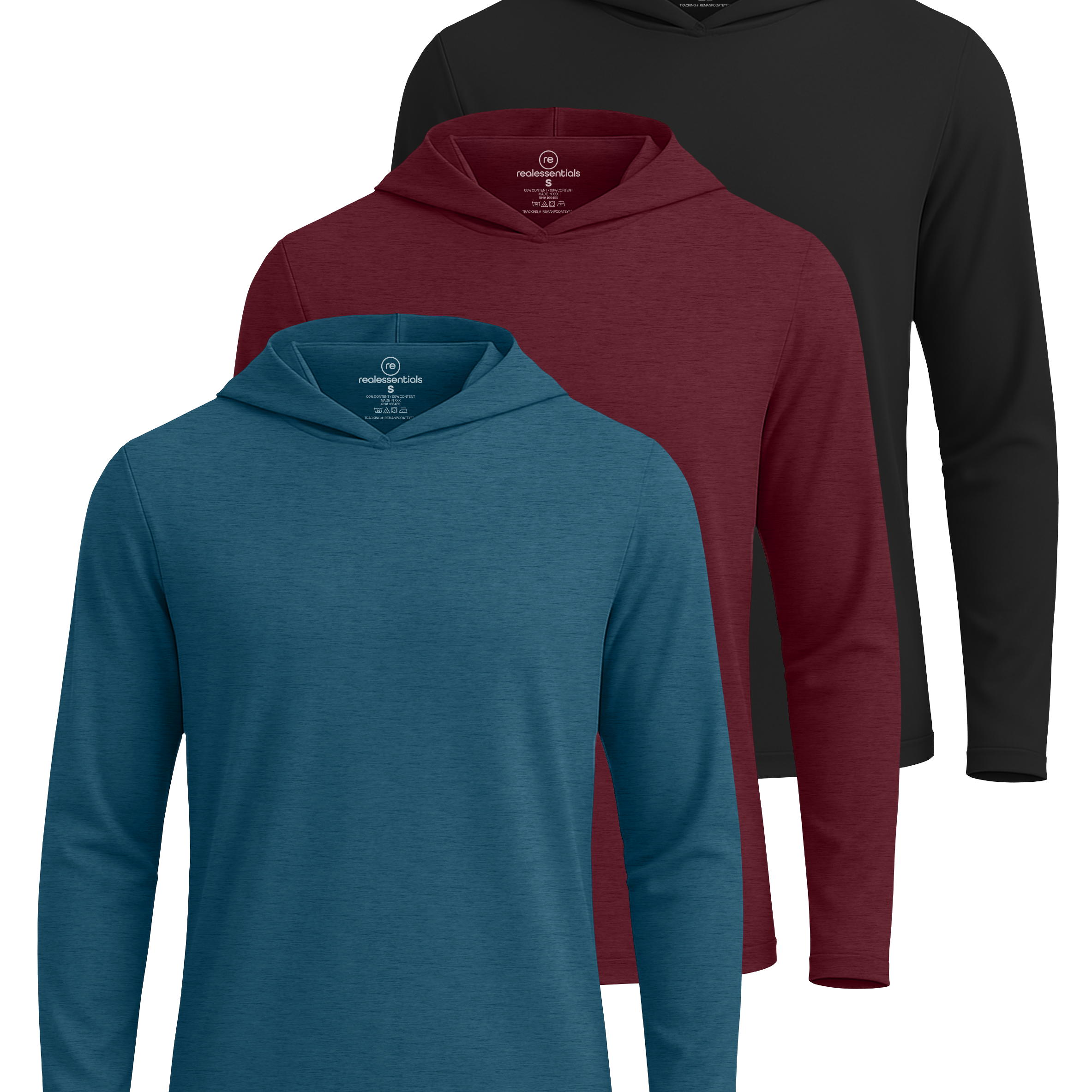 3 Pack: Mens Dry Fit Active Hoodie Pullover Sweatshirt