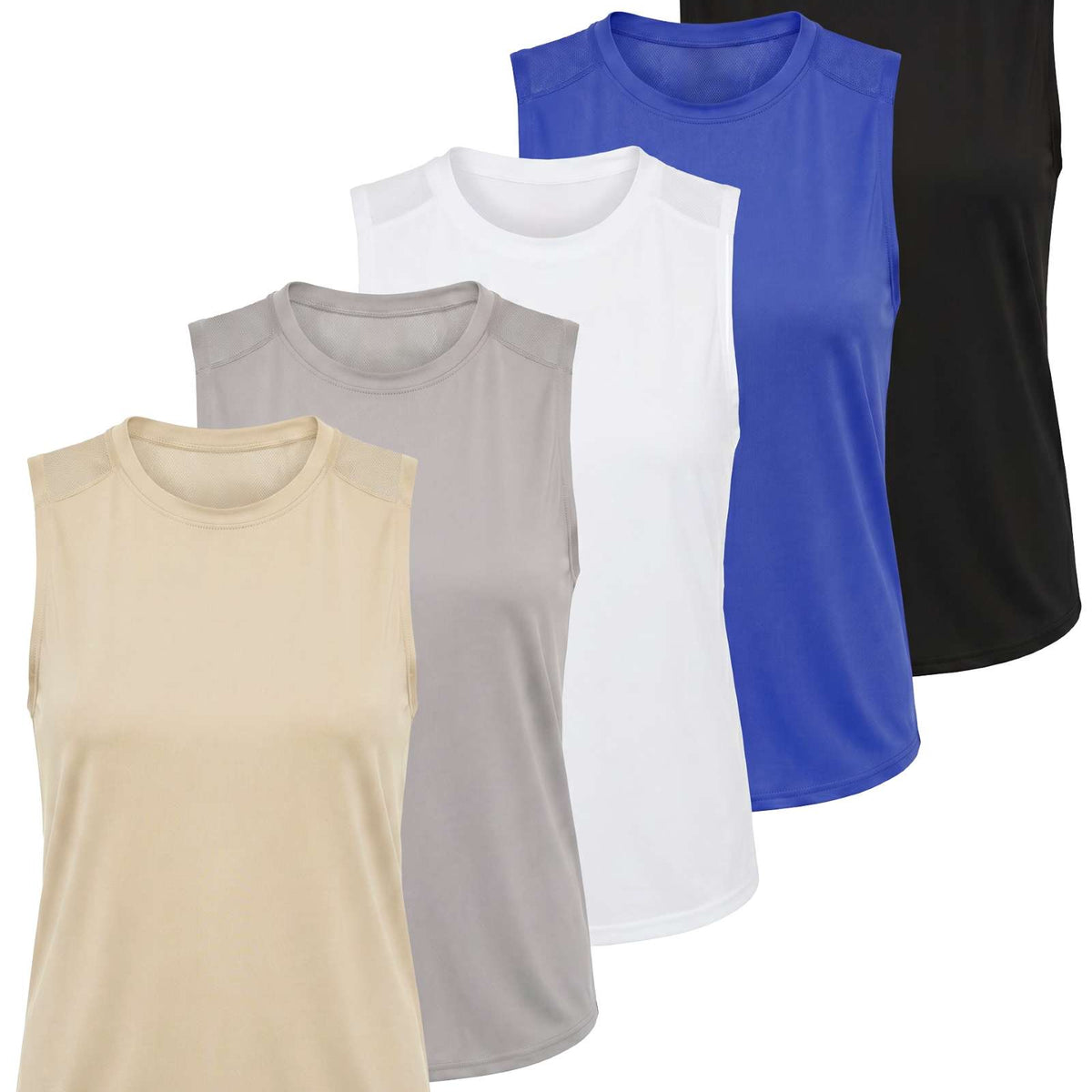 Real Essentials 5 Pack Women's Dry Fit Tank Tops Sleeveless Racerback Athletic Workout - Set 8
