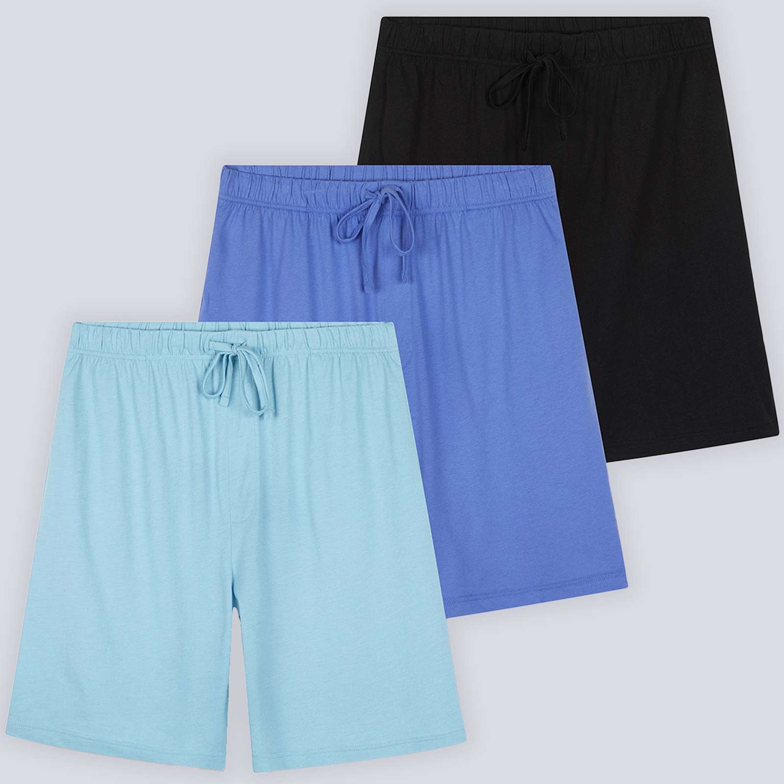 3 Pack:Mens Cotton Sleep Pajama Lounge Shorts