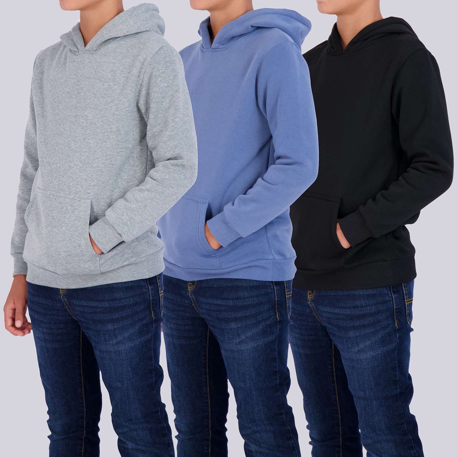 3 Pack: Boys Fleece Pullover Hoodie Sweatshirt