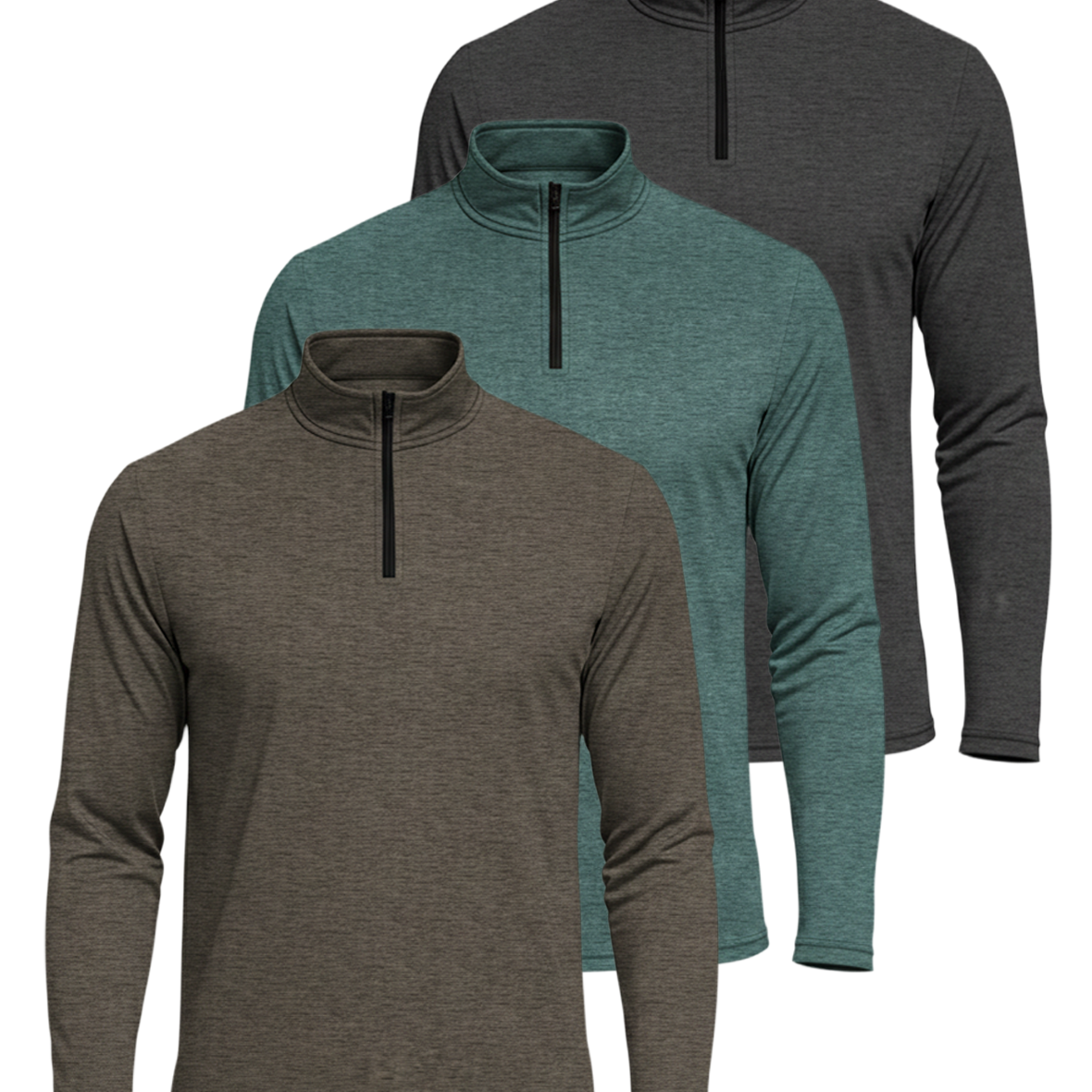3 Pack: Mens Active Dry-Fit Quarter Zip Pullover (Available in Big & Tall)