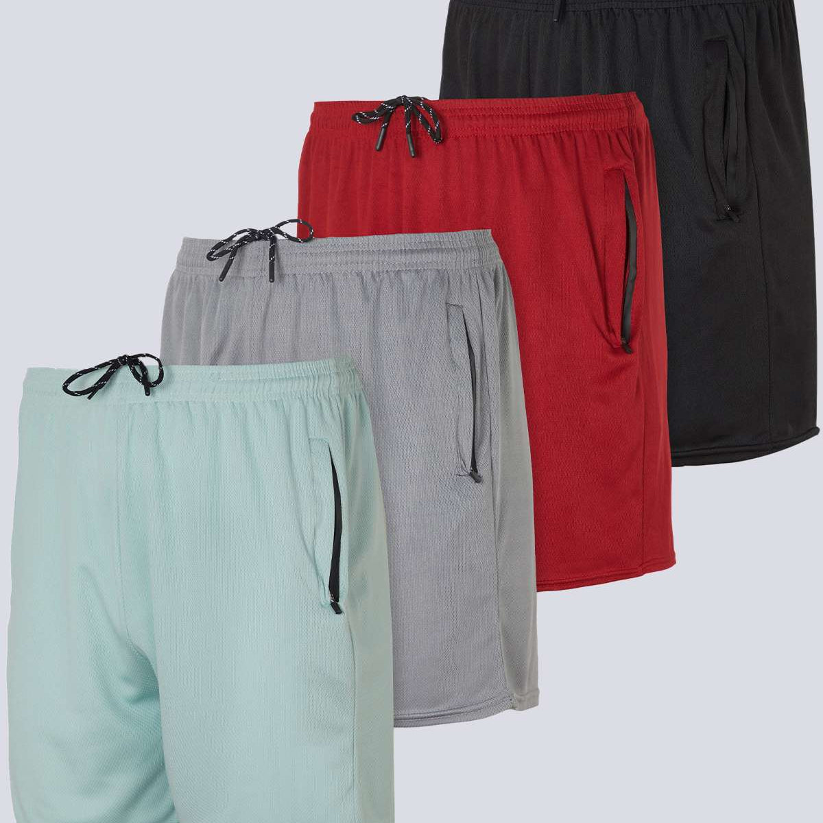 4 Pack: Men's 5" Mesh Running Shorts with Zipper Pockets