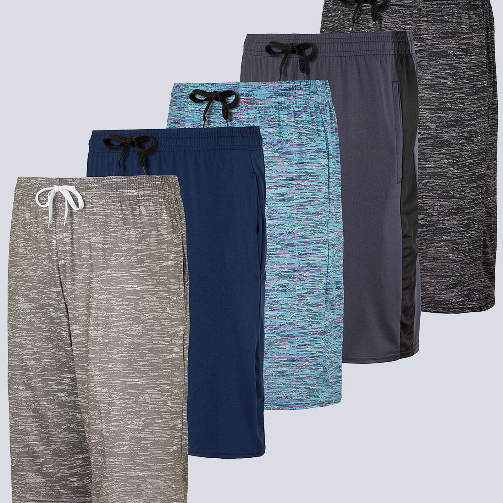 5 Pack: Boys Printed Dry Fit Active Shorts