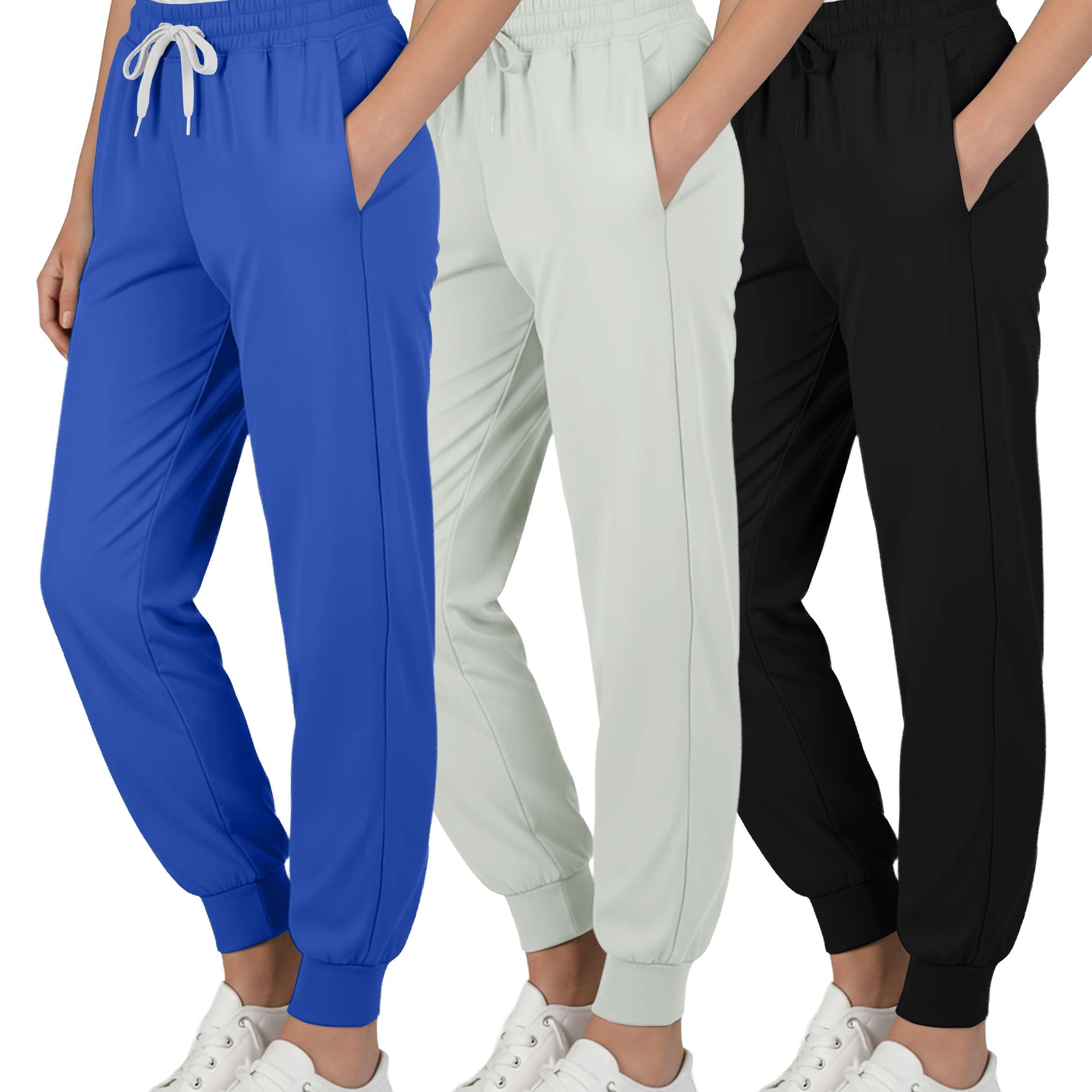 3 Pack: Girls' Dry-Fit Jogger Sweatpants Soft Active Athletic Kids Joggers with Pockets & Drawstring