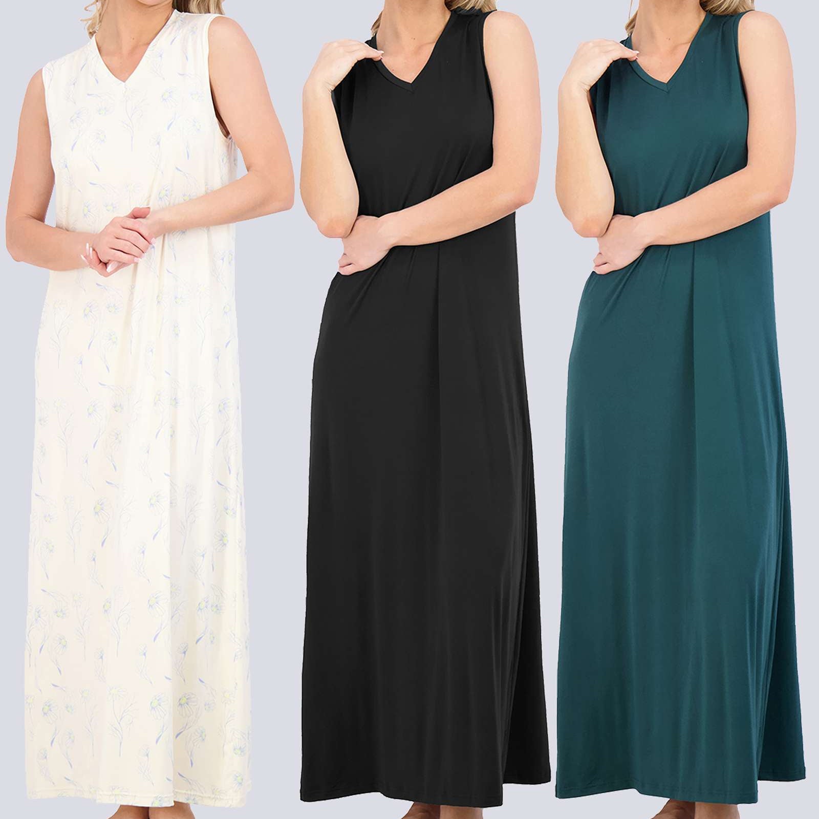 3 Pack: Women's Soft Tank Nightgown (Available in Plus Size)