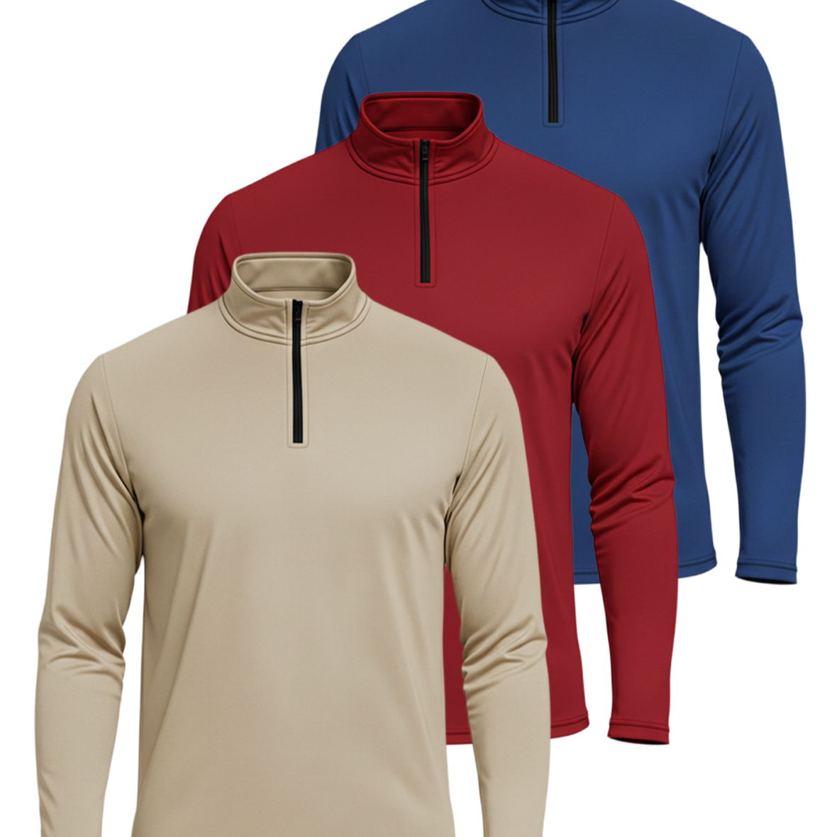 3 Pack: Mens Active Dry-Fit Quarter Zip Pullover