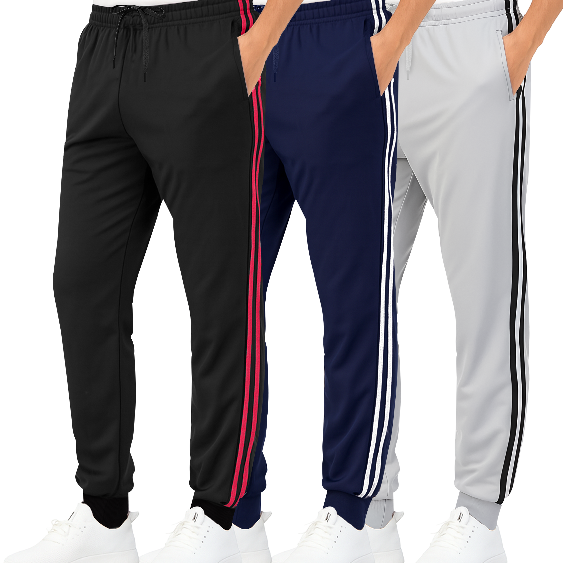 3 Pack: Boys Active Fleece-Lined Tricot Jogger Sweatpants