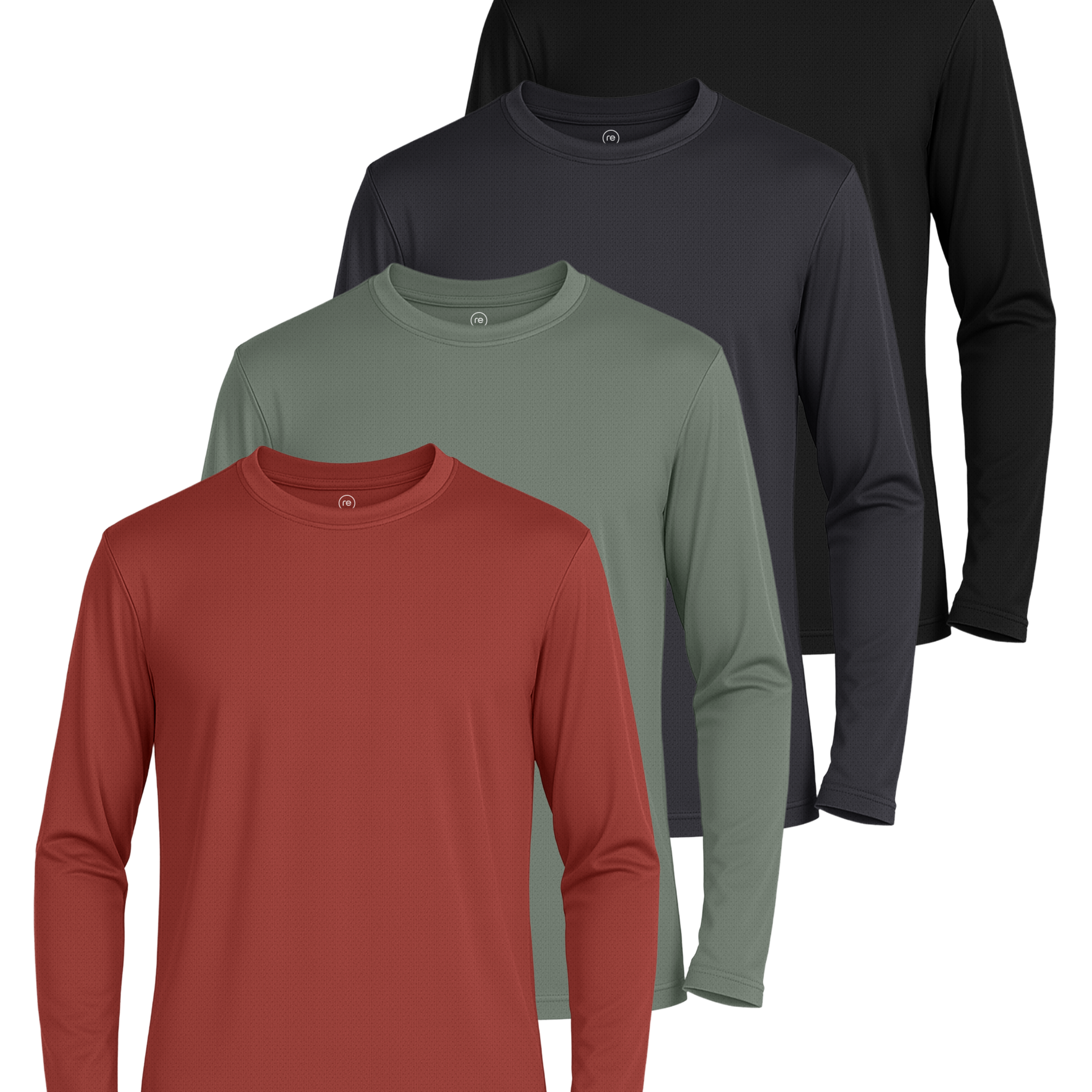 Real Essentials 4 Pack: Boys' Mesh Long Sleeve Athletic T-Shirt - Kids Teens Youth Active Tees Running Tops (Ages 4-18)