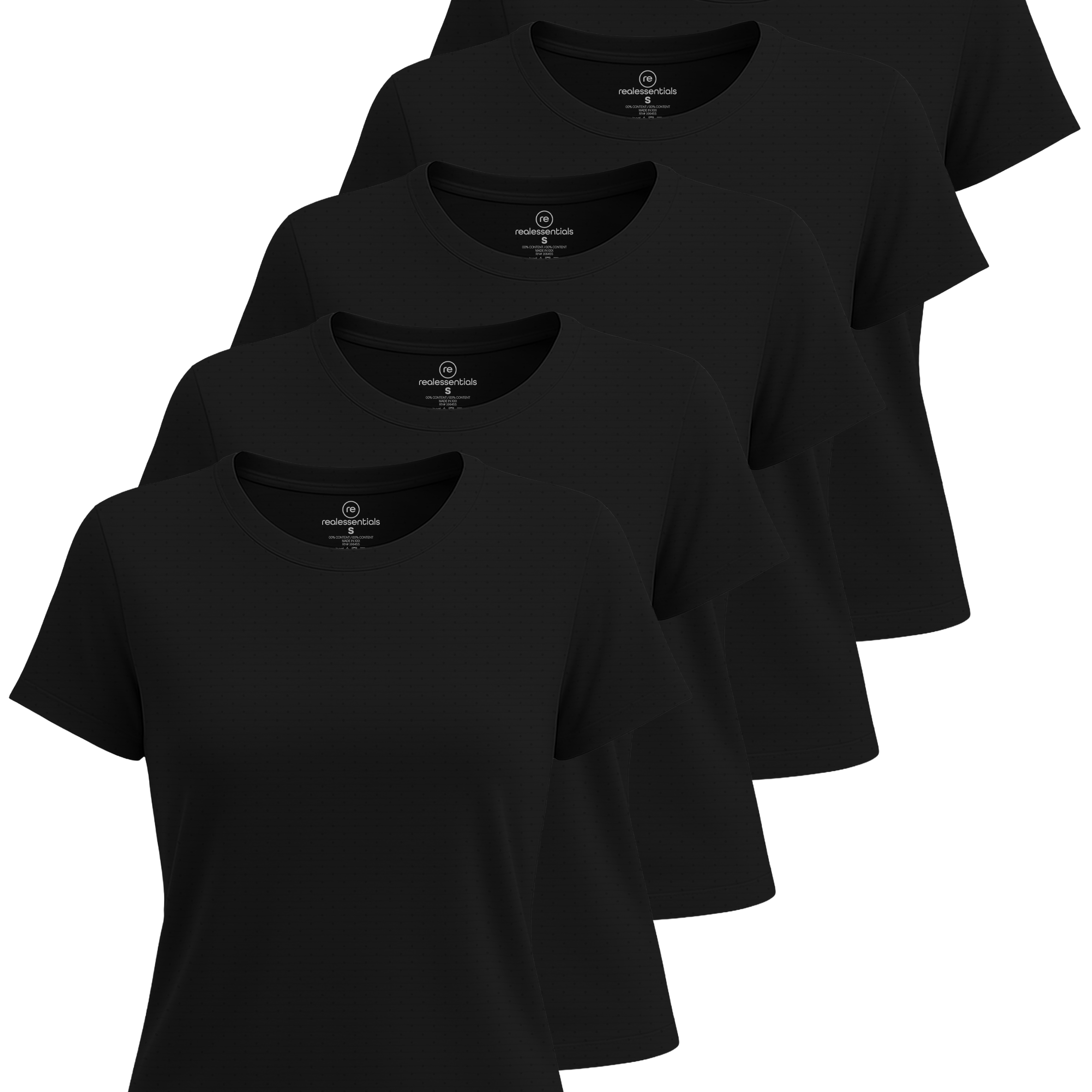 Real Essentials 5 Pack: Women's Breeze Tech Short Sleeve T-Shirts Athletic Tops Gym Workout Yoga Tennis Activewear (Plus)