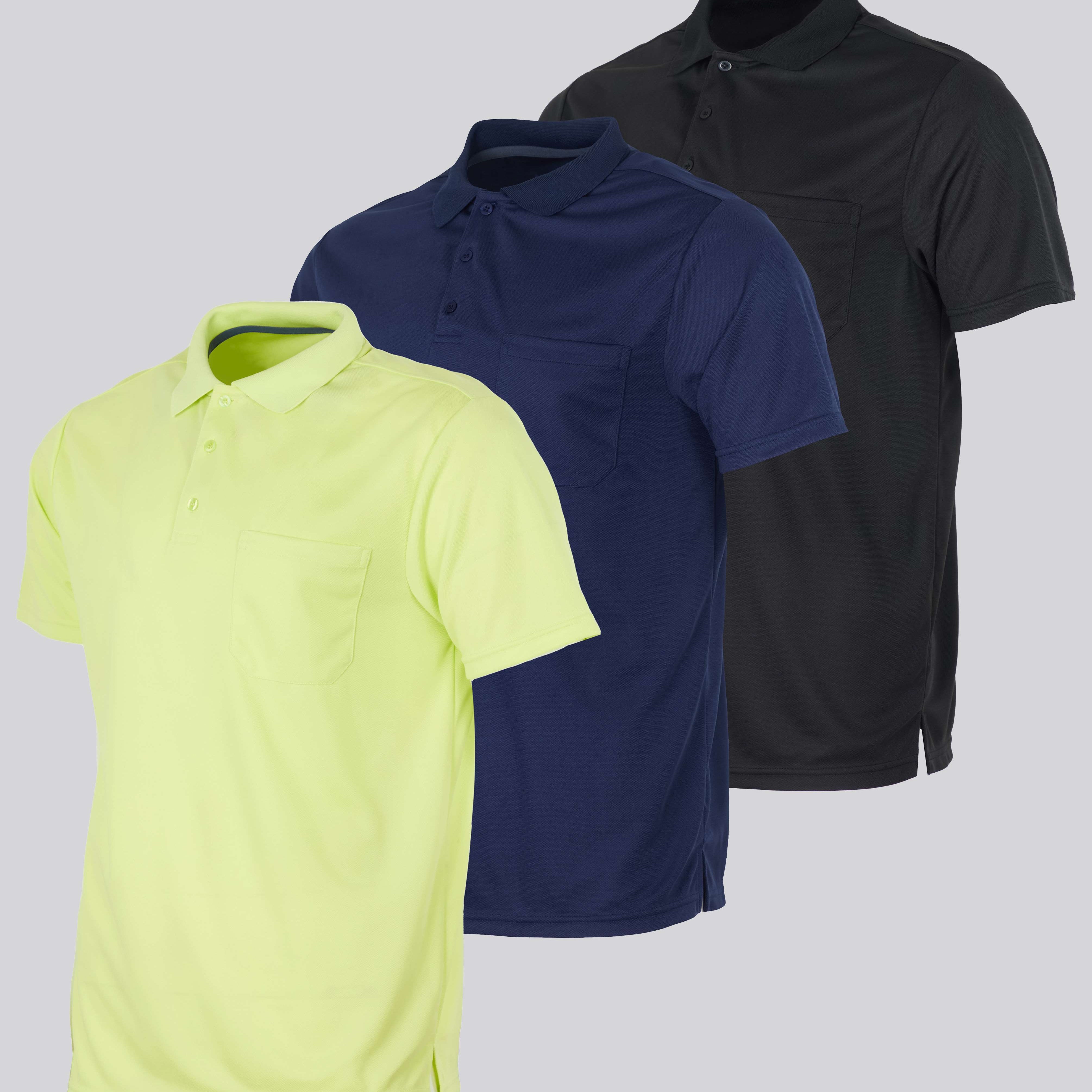 3 Pack: Men's Short Sleeve Dry-Fit Polo Shirt (Available in Big & Tall)