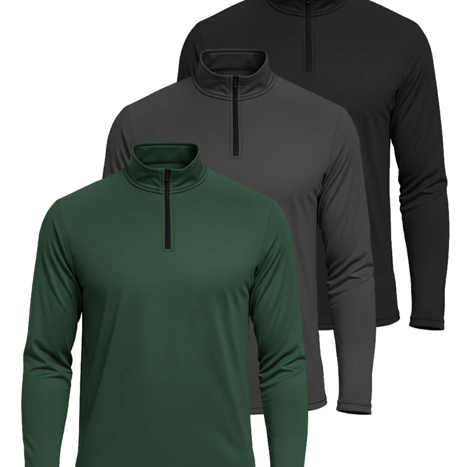 3 Pack: Mens Active Dry-Fit Quarter Zip Pullover (Available in Big & Tall)