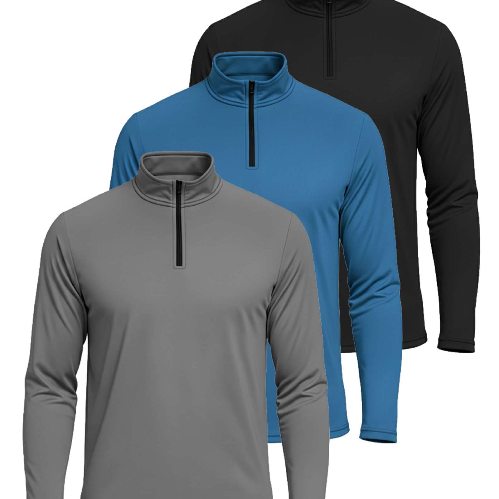 3 Pack: Mens Active Dry-Fit Quarter Zip Pullover (Available in Big & Tall)