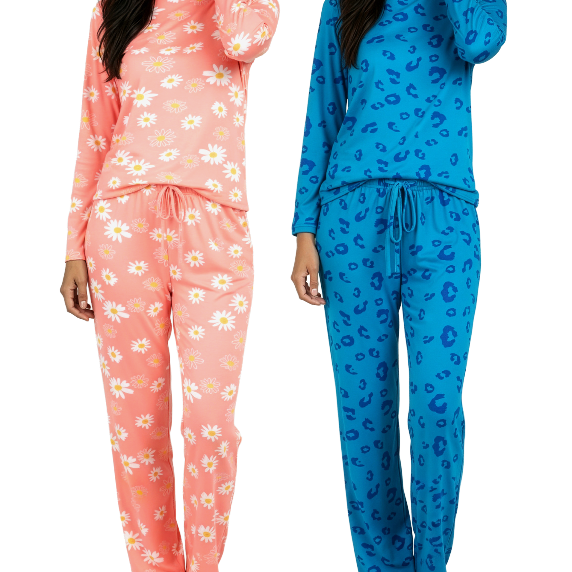 2 Pack: Women’s Pajama Set Super-Soft Long Sleeve Top With Pants