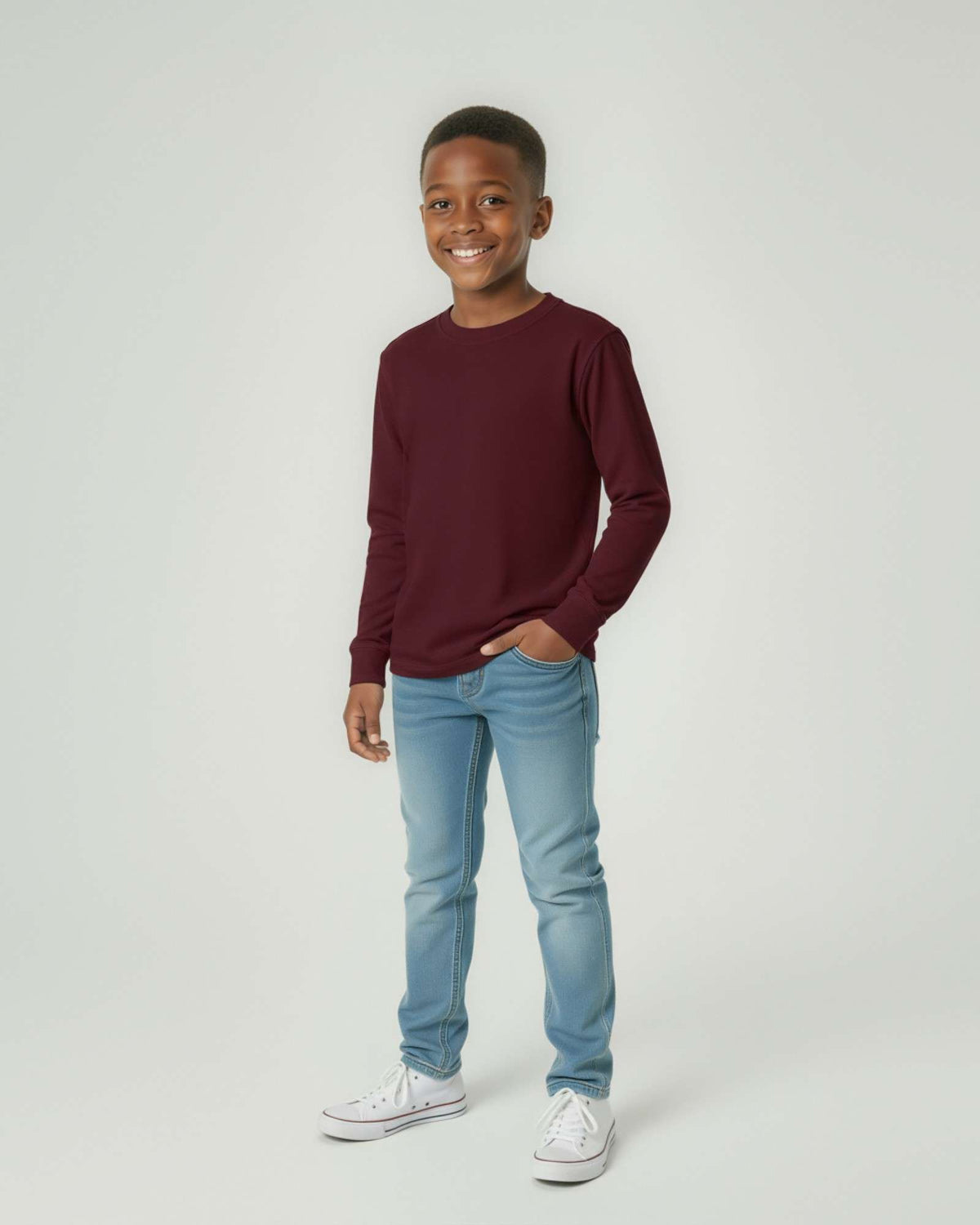 Real Essentials 5 Pack Boys' Cotton Long Sleeve Jersey T Shirts Kids School Youth Tees - Set 6