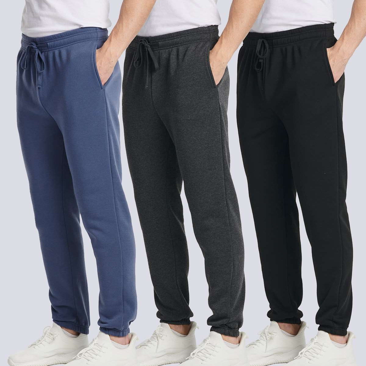 3 Pack: Men's Fleece Jogger Sweatpants (Available in Big & Tall)