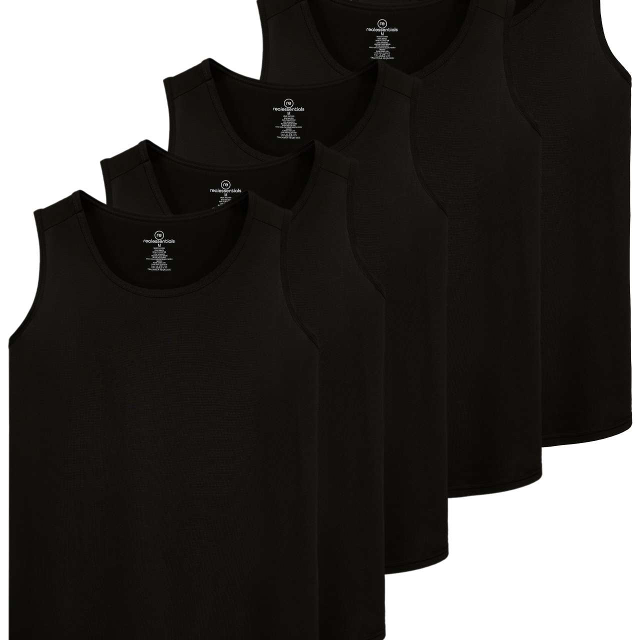 Real Essentials 5 Pack: Men's Dry-Fit Muscle Tank Top Sleeveless Shirts Workout Tees Athletic Gym (Big & Tall Available)