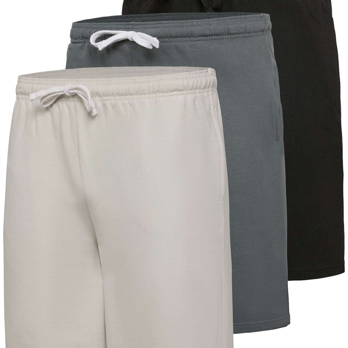 Real Essentials 3 Pack: Men’s 9" Cotton Fleece Sweat Short – Casual Gym, Lounge & Sleep Shorts with Pockets