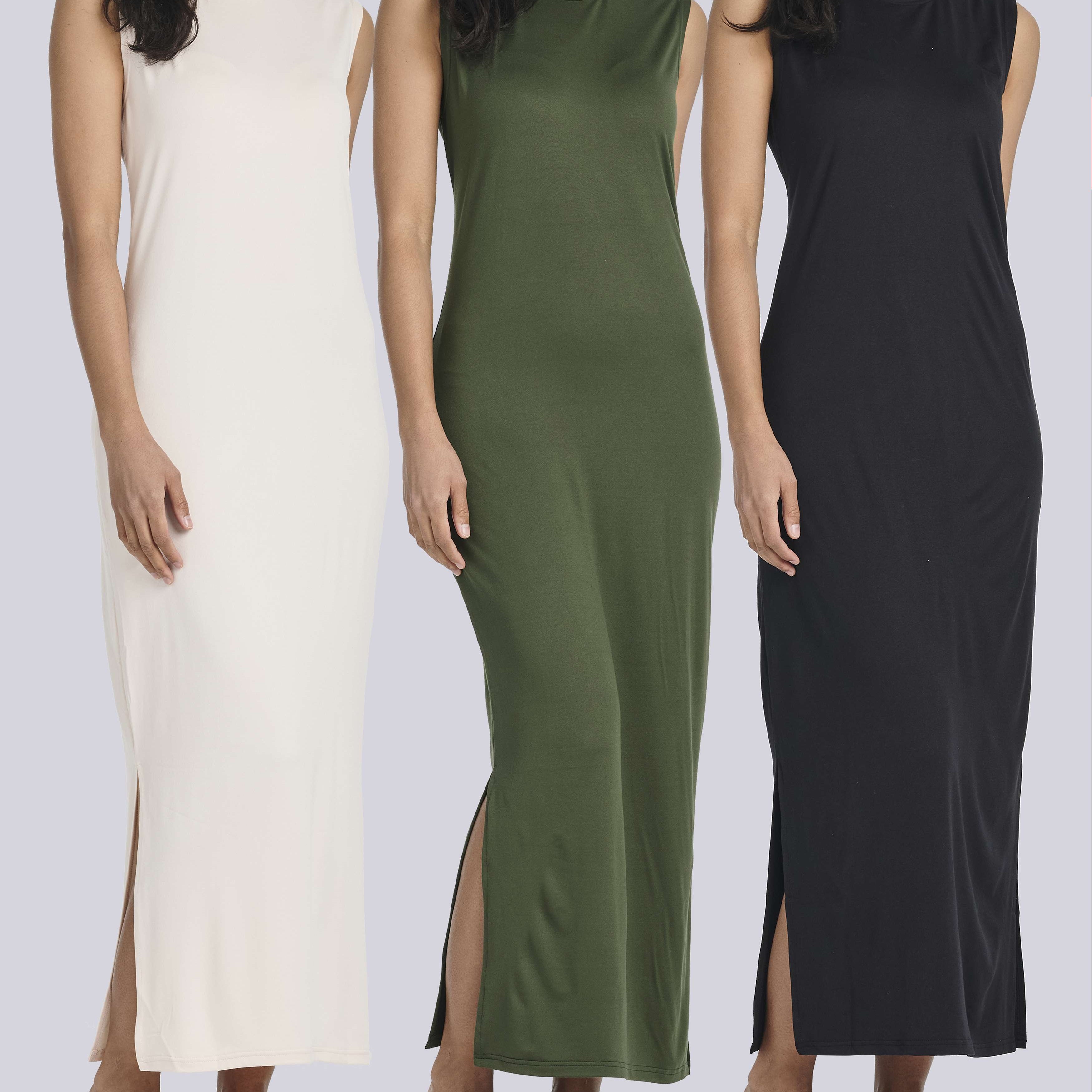 3 Pack: Women's Long Tank Maxi Dress with Pockets (Available In Plus Size)