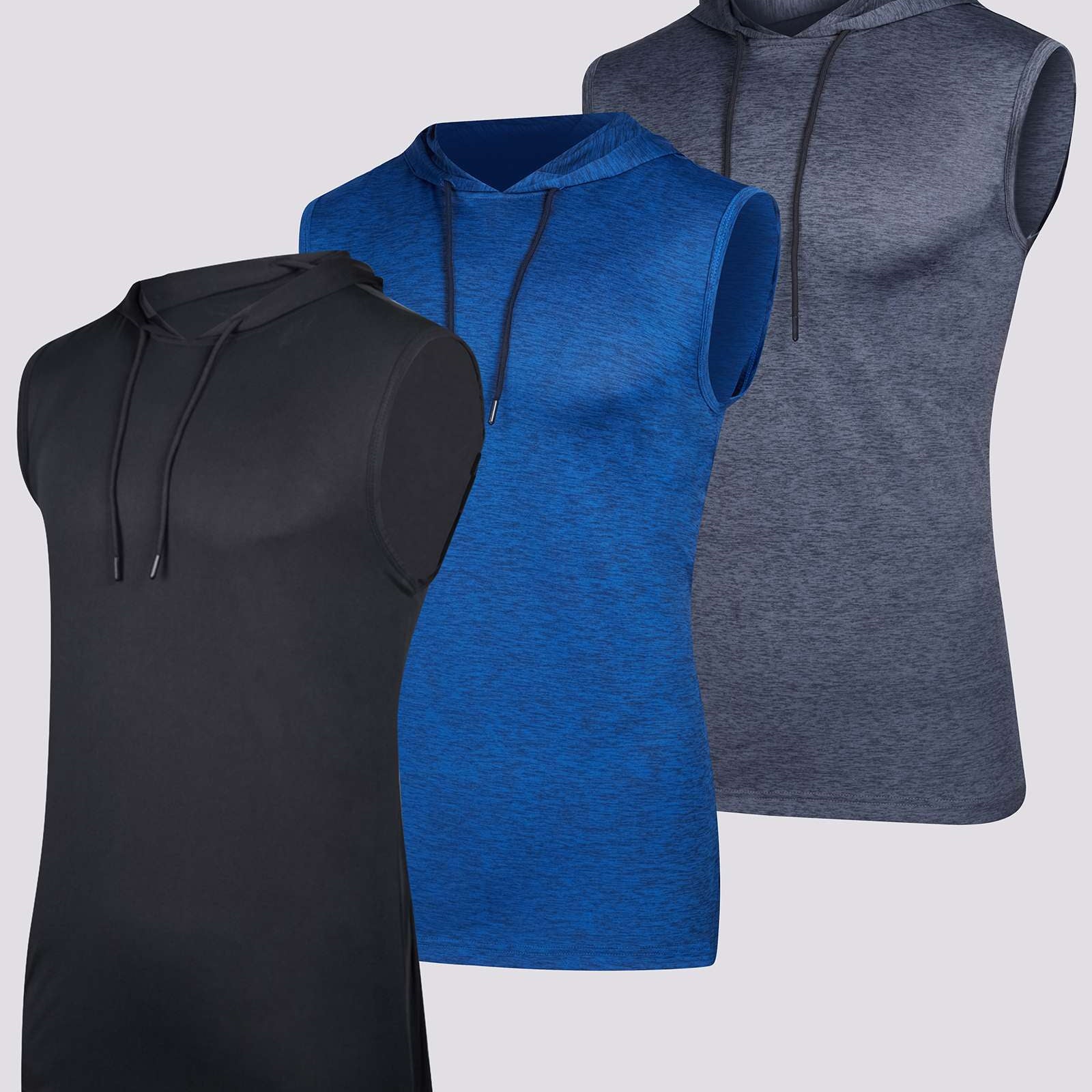 3 Pack: Men’s Dry-Fit Active Tank Top Hoodie