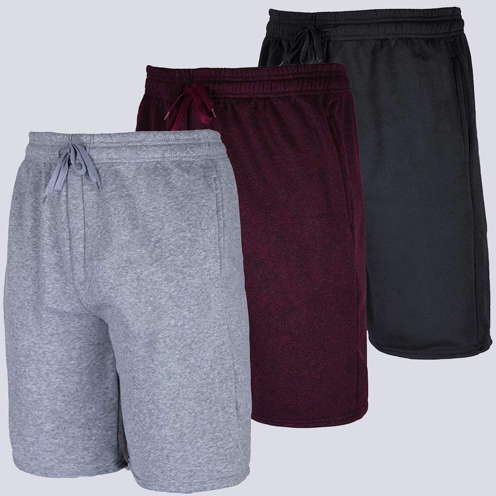 3 Pack: Mens 9" Fleece Casual Lounge Shorts