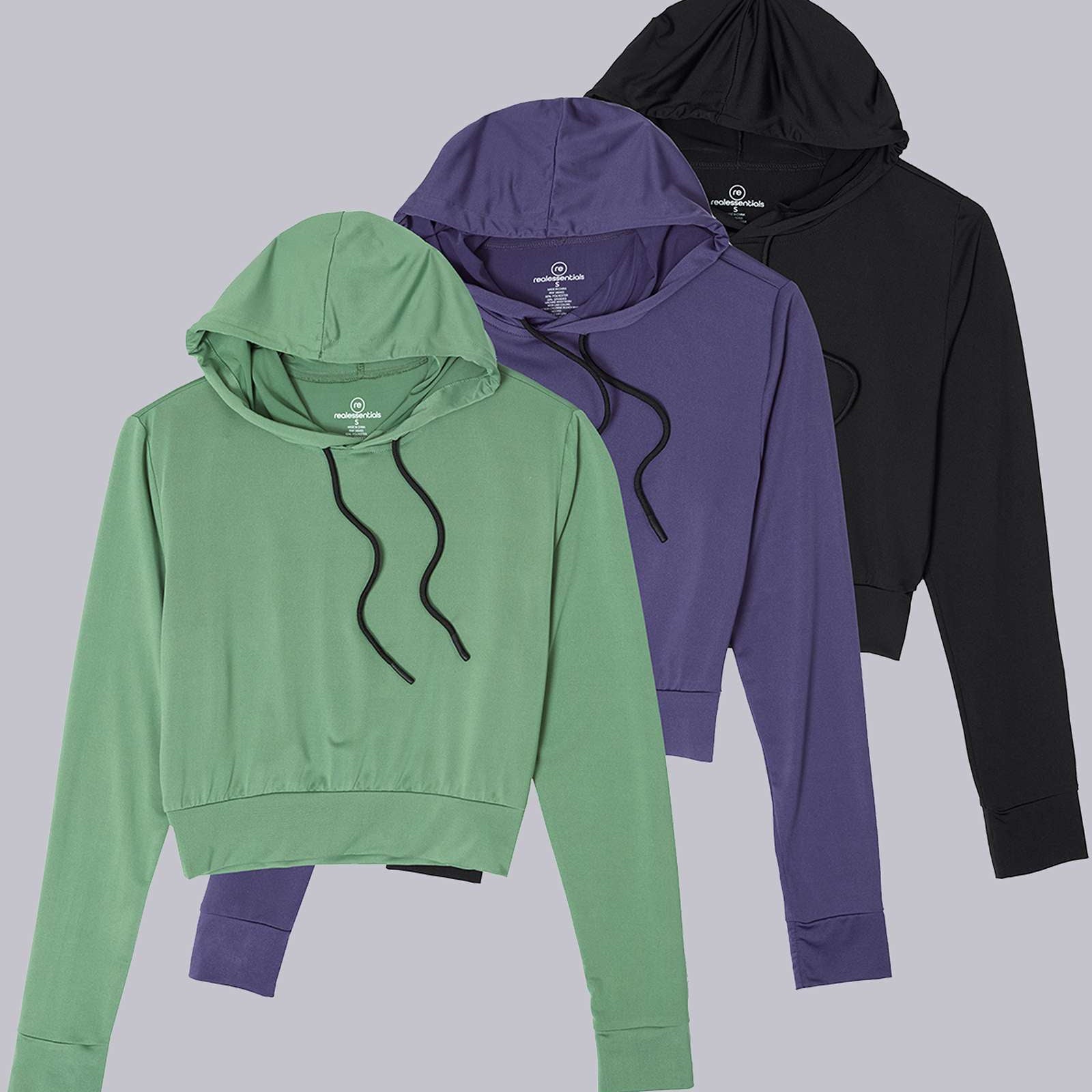 3 Pack: Women's Long Sleeve Cropped Hoodie