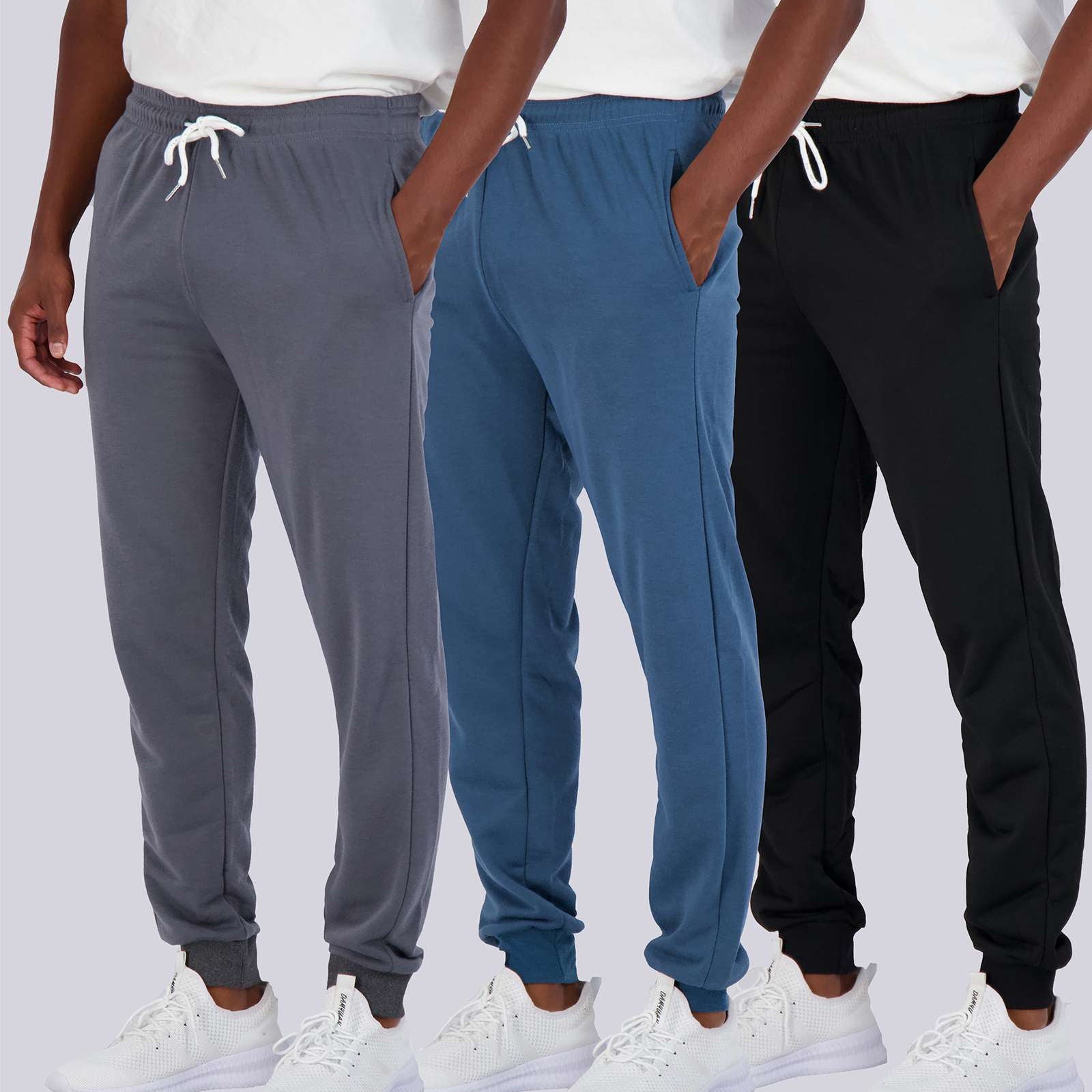 3 Pack: Mens French Terry Casual Jogger Sweatpants