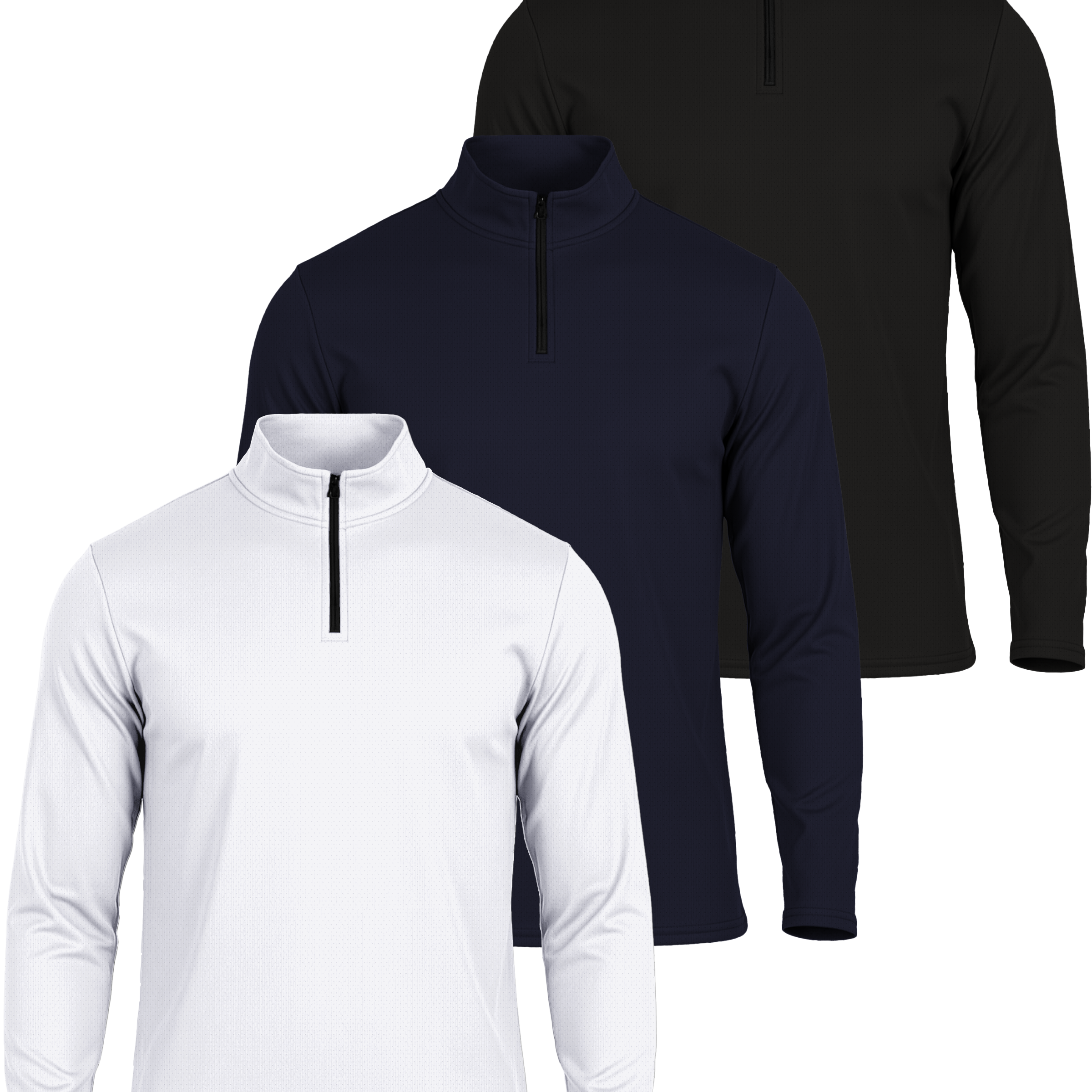 3 Pack: Mens Mesh Active Quarter Zip Pullover