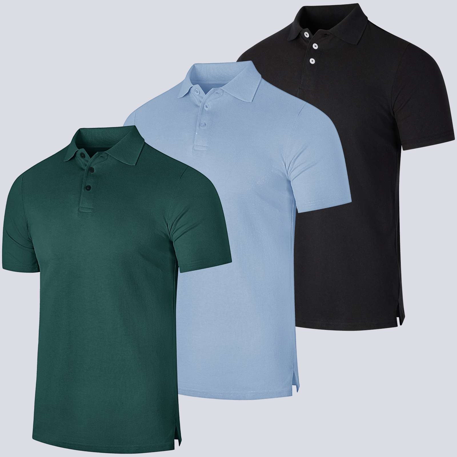 3 Pack: Mens Cotton Pique Short Sleeve Polo Shirt